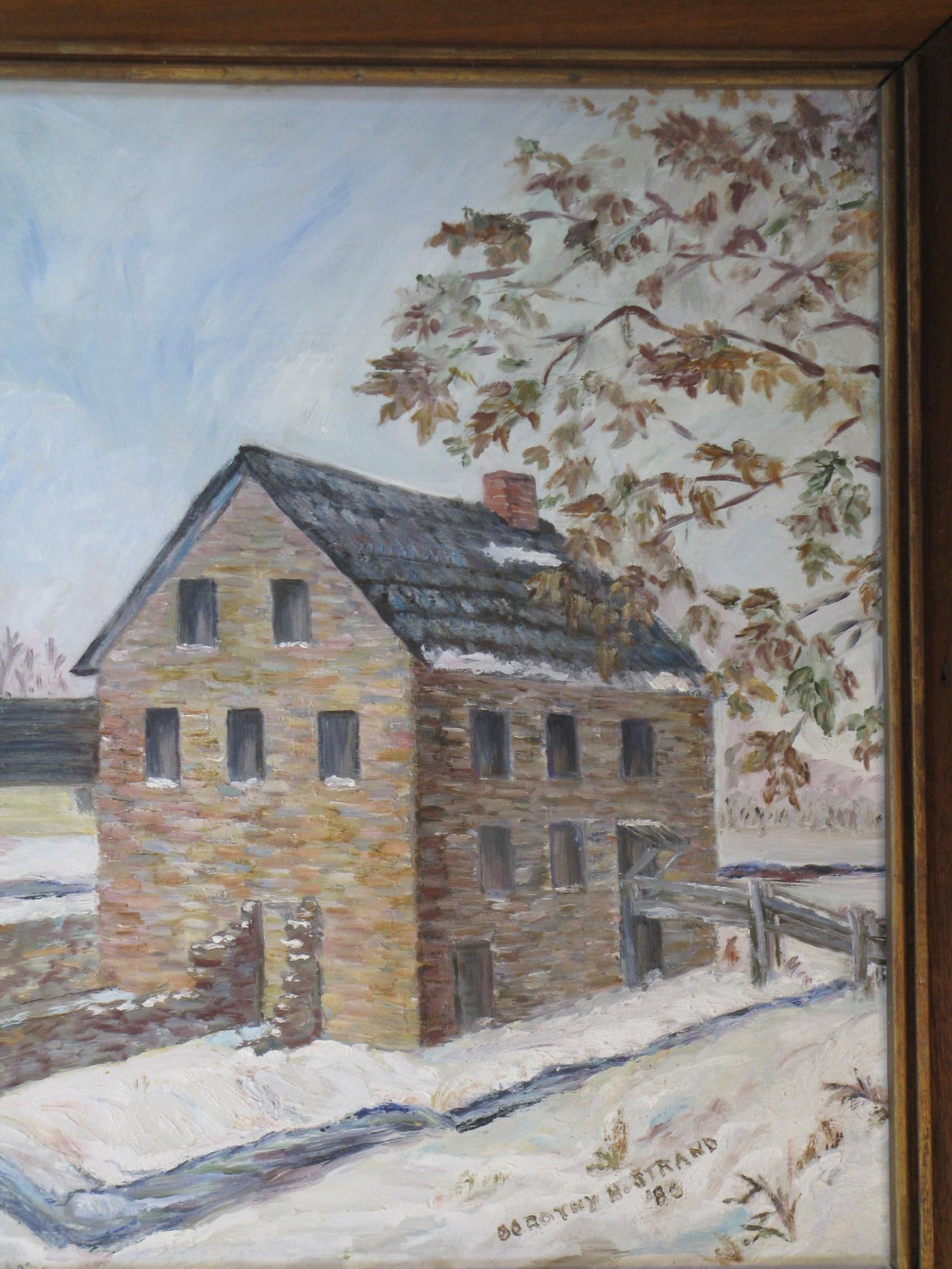 1980s Oil Painting Stone Mill Penypack Creek Homesburg Phila. Pa. Dorothy Strand, Framed - 2
