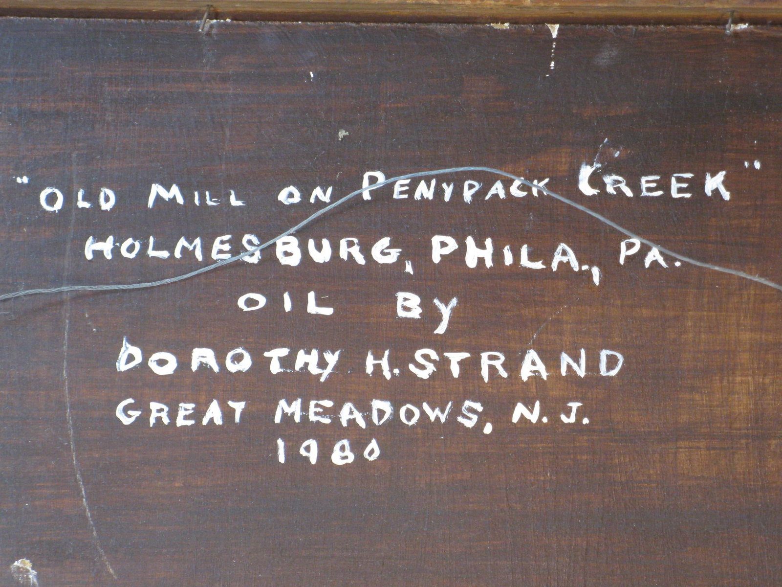 1980s Oil Painting Stone Mill Penypack Creek Homesburg Phila. Pa. Dorothy Strand, Framed - 3