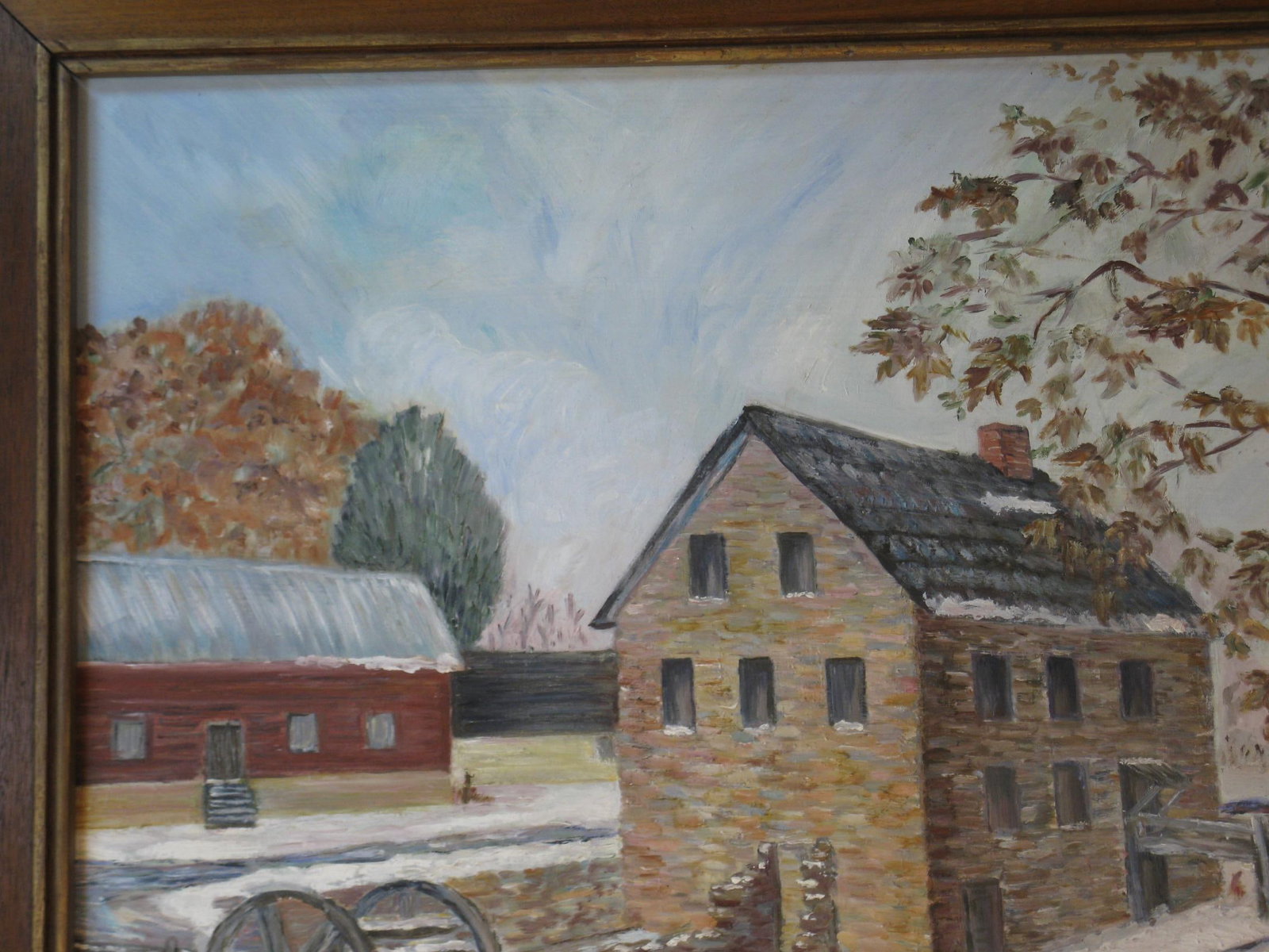 1980s Oil Painting Stone Mill Penypack Creek Homesburg Phila. Pa. Dorothy Strand, Framed - 5