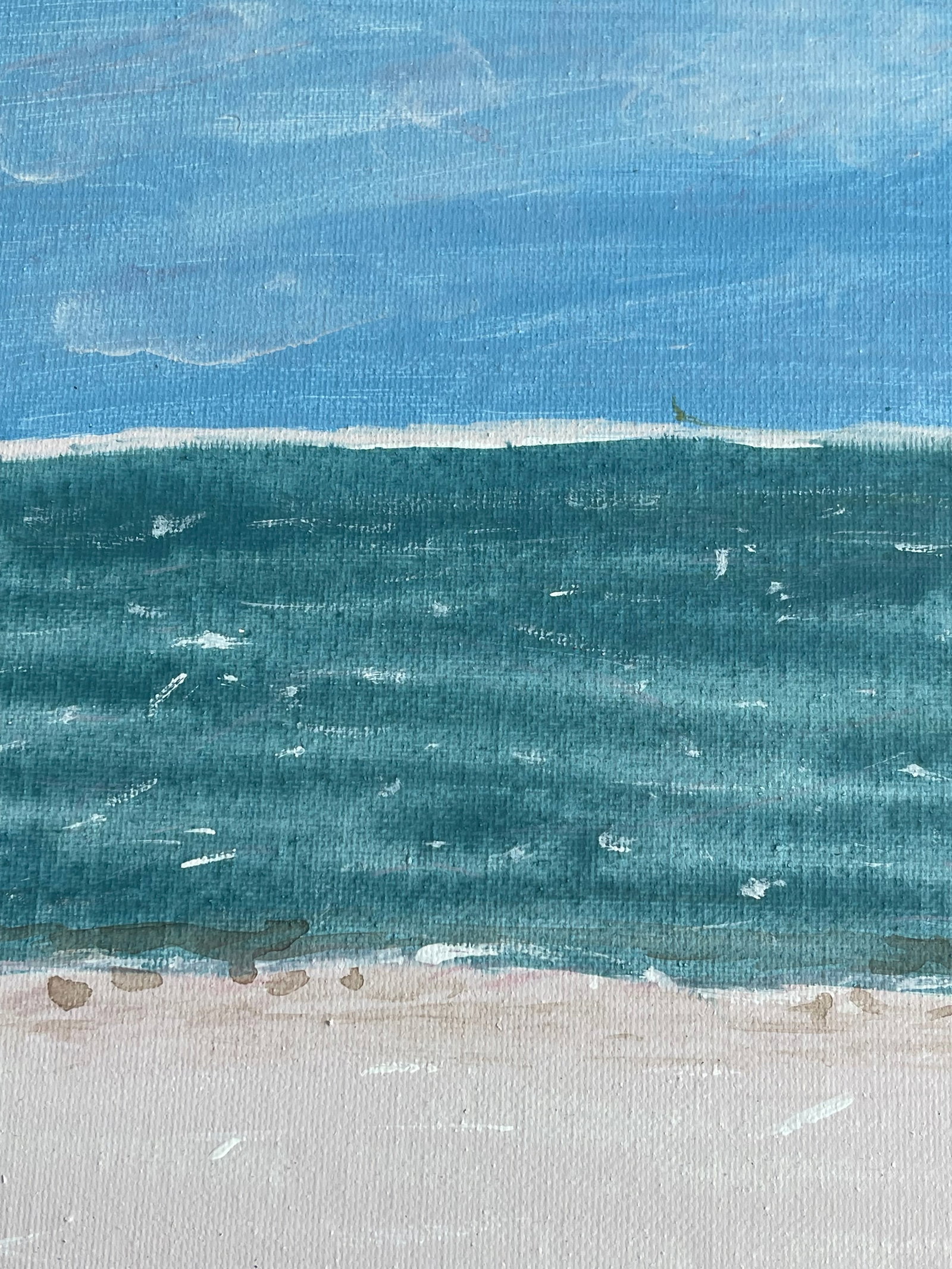 1970s Abstract Sea Scape Original Painting on Canvas - 2