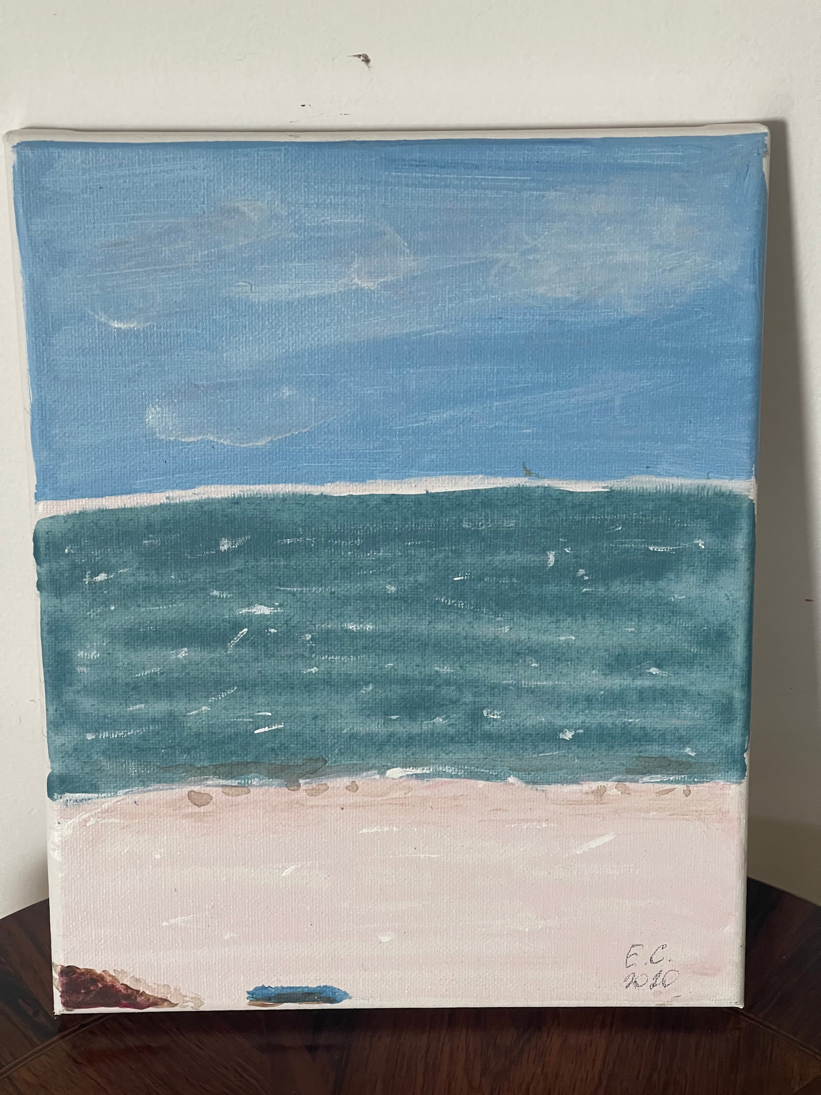 1970s Abstract Sea Scape Original Painting on Canvas - 4