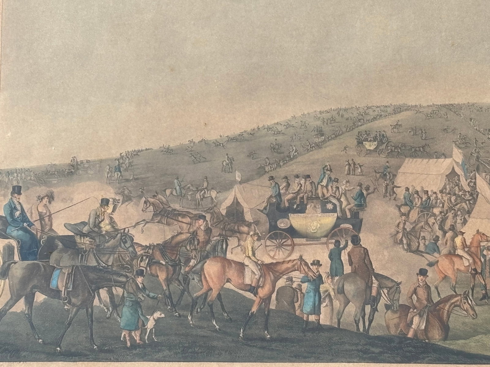 Epson Races - Henry Aiken - 19th C. English Equestrian Sporting Print in Original Frame - 17