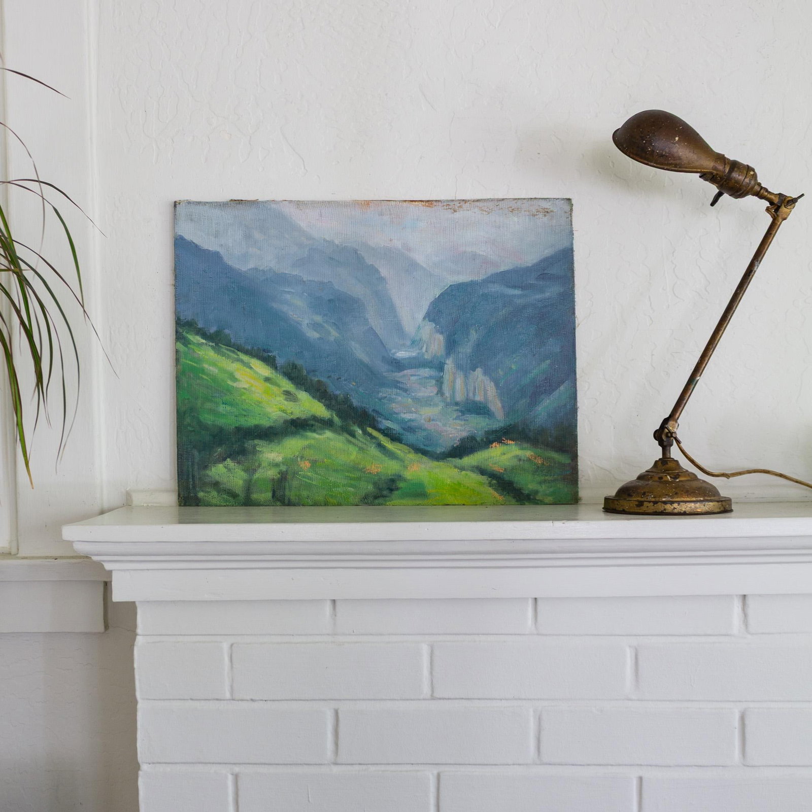 Unsigned Hills and Mountains Landscape Painting on Cheesecloth and Masonite - 5