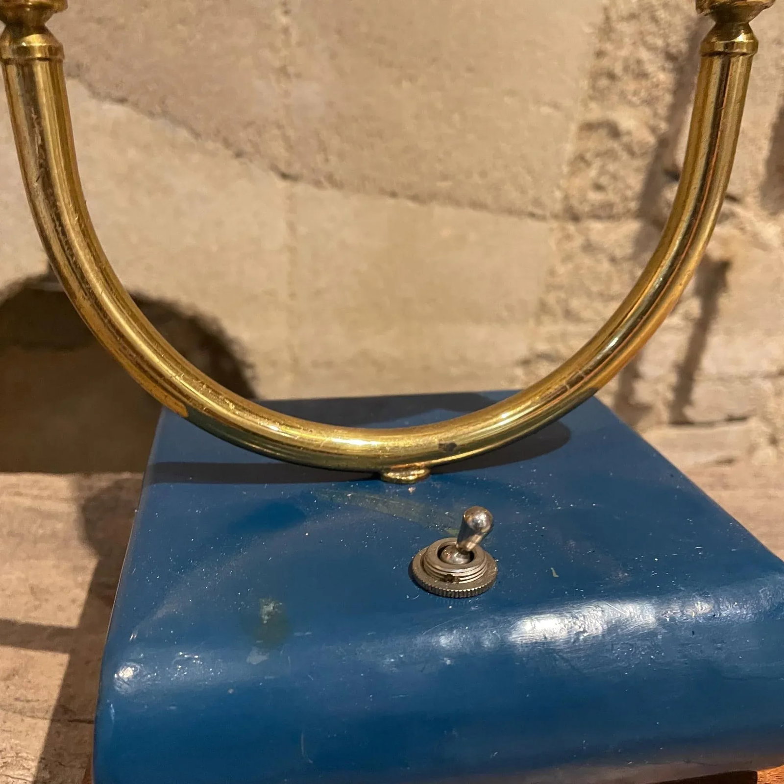 1950s French Table Lamps Blue White & Yellow France - 9