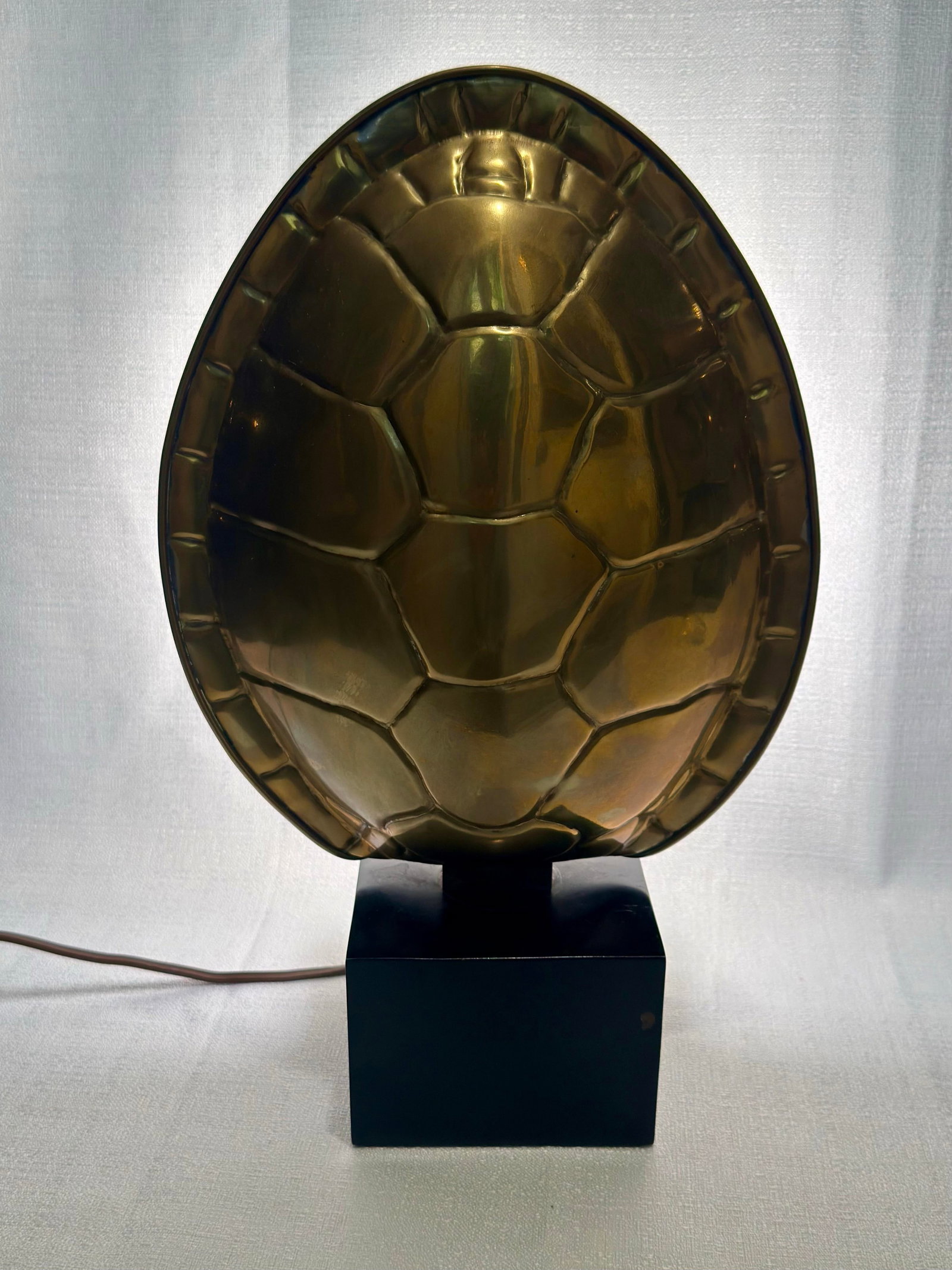 1970s Karl Springer Style Faux Turtle Shell Accent Lamp - 3