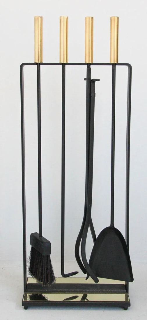 1960's Modernist Pilgrim Brass Fireplace Tools - Set of 5 - 2
