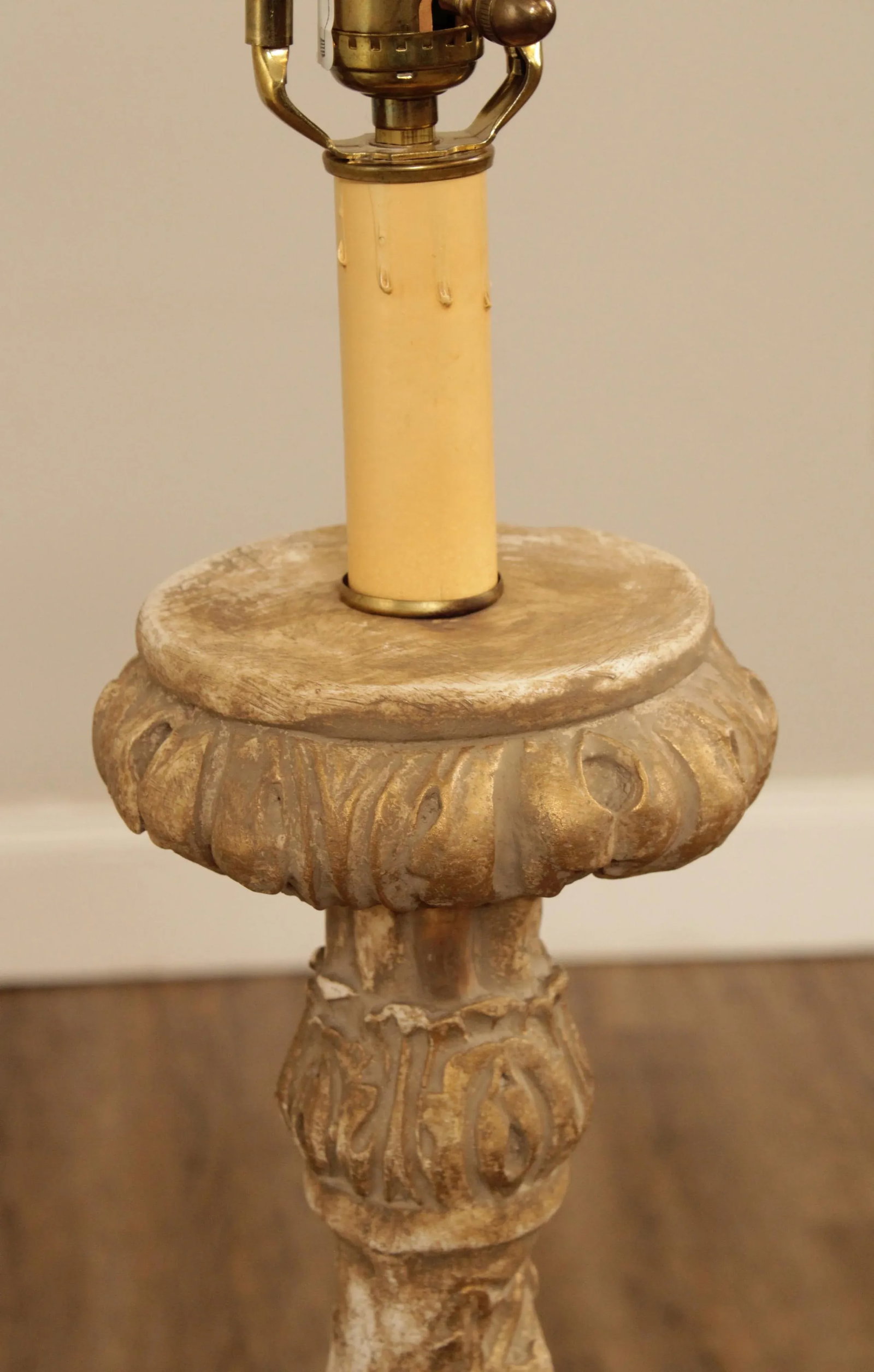 Milano Designs Tall Carved Twisted Torchier Candlestick Table Lamps - A Pair - 7