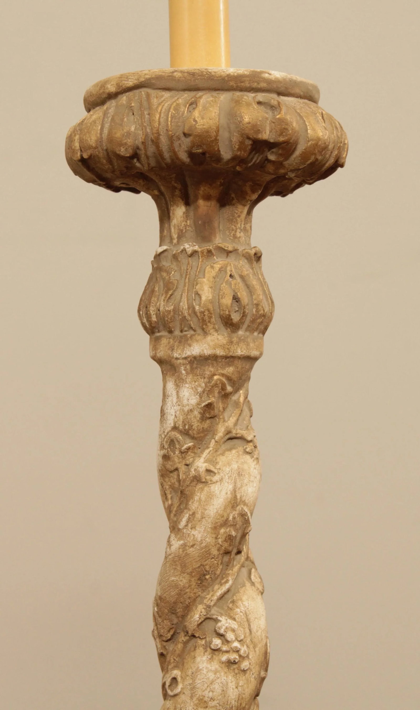 Milano Designs Tall Carved Twisted Torchier Candlestick Table Lamps - A Pair - 8