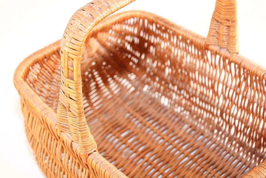1950s French Provincial Rattan Handled Basket - 10