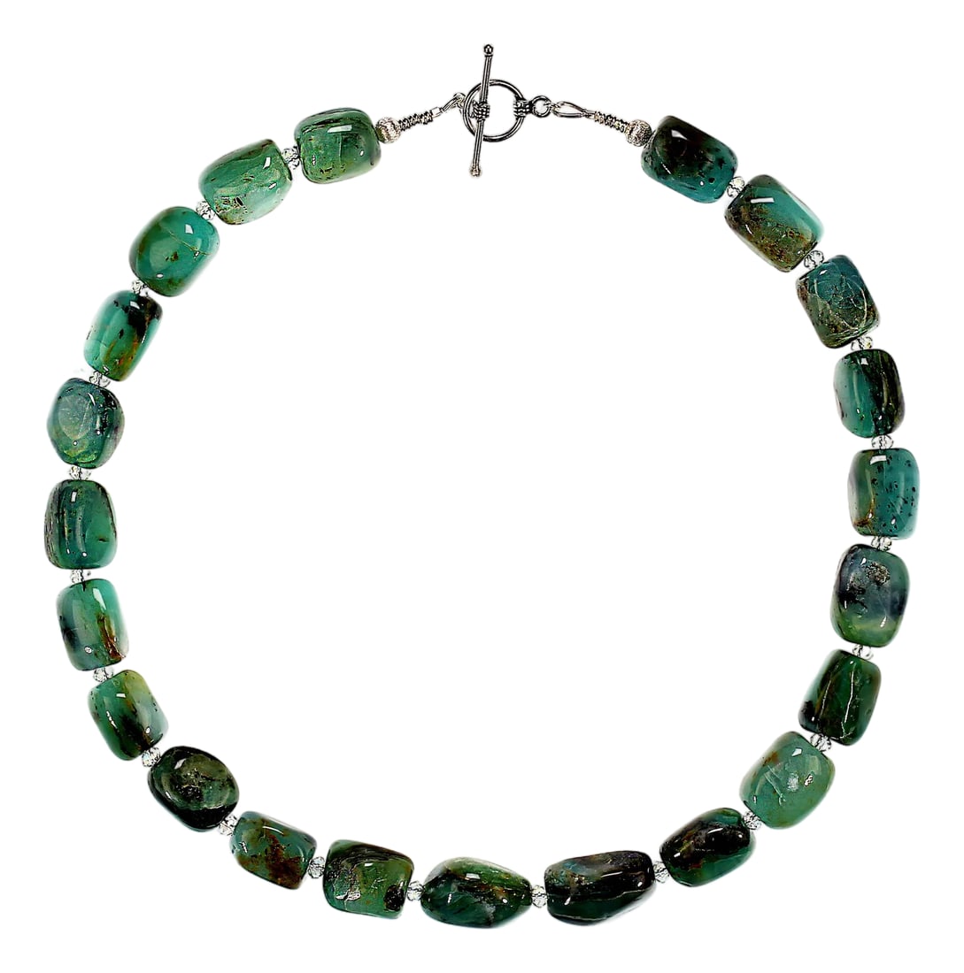 Ajd 19 Inch Blue-Green Peruvian Opal Nugget Necklace: Elevate your jewelry collection with this stunning **19-inch blue-green nugget Peruvian opal necklace**, a piece that beautifully captures the tranquil colors of tropical seas. Each opal bead