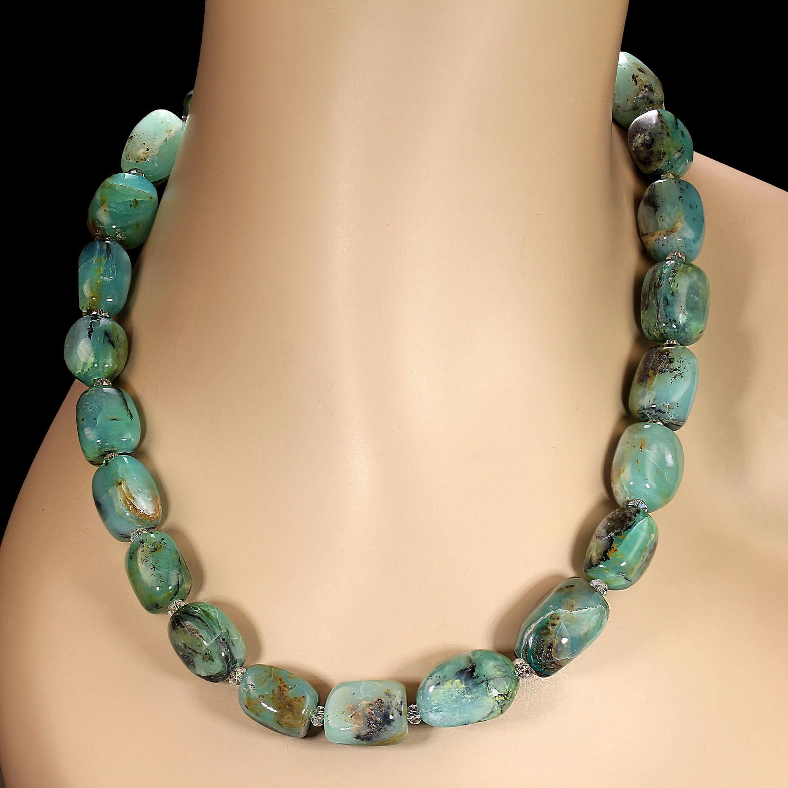 Ajd 19 Inch Blue-Green Peruvian Opal Nugget Necklace - 4