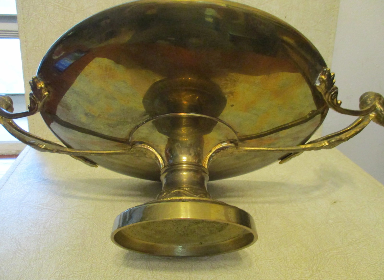 1960s Solid Brass Maitland Smith Perseus Footed Centerpiece Zeus Handled Tazza - 10
