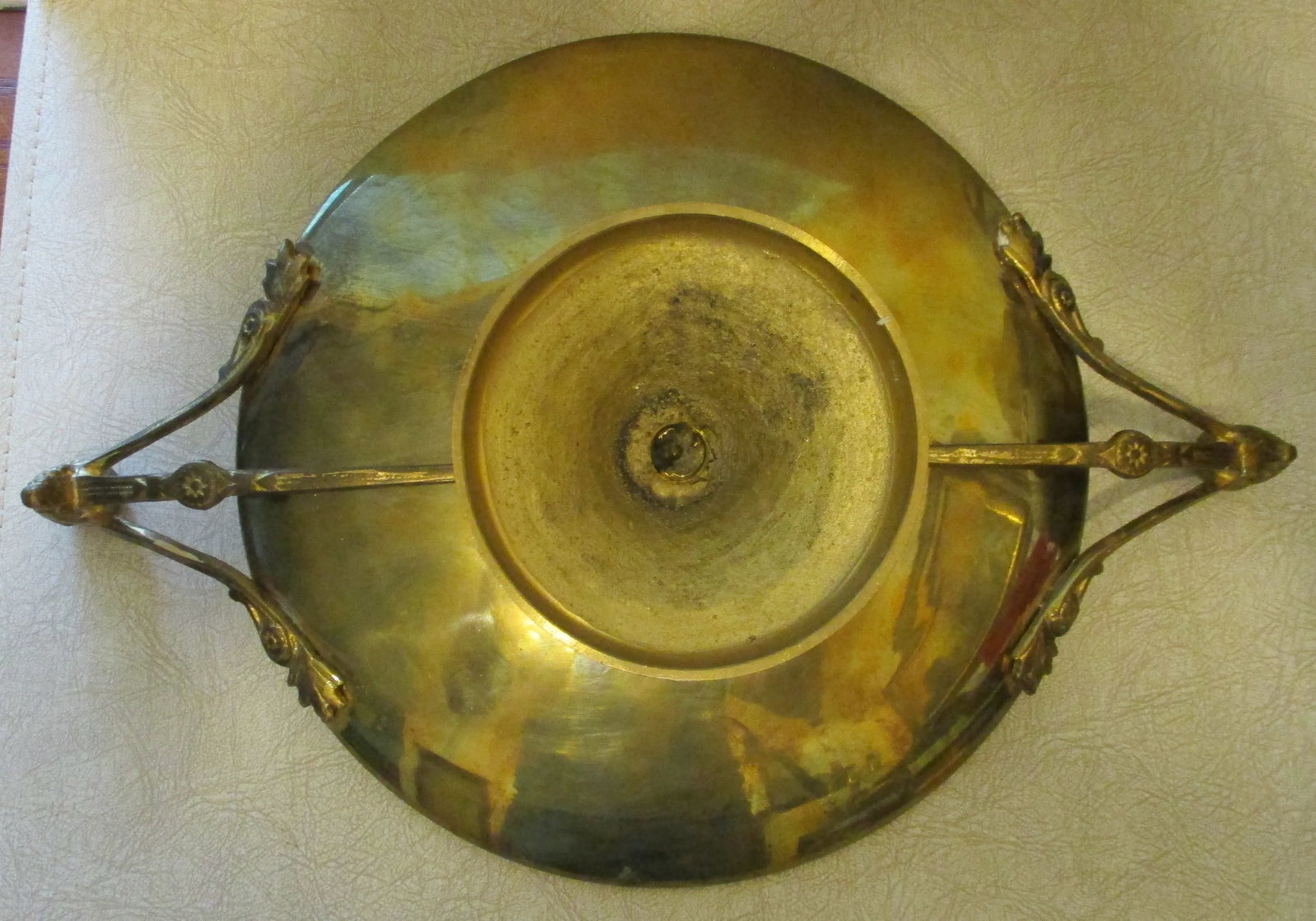 1960s Solid Brass Maitland Smith Perseus Footed Centerpiece Zeus Handled Tazza - 12