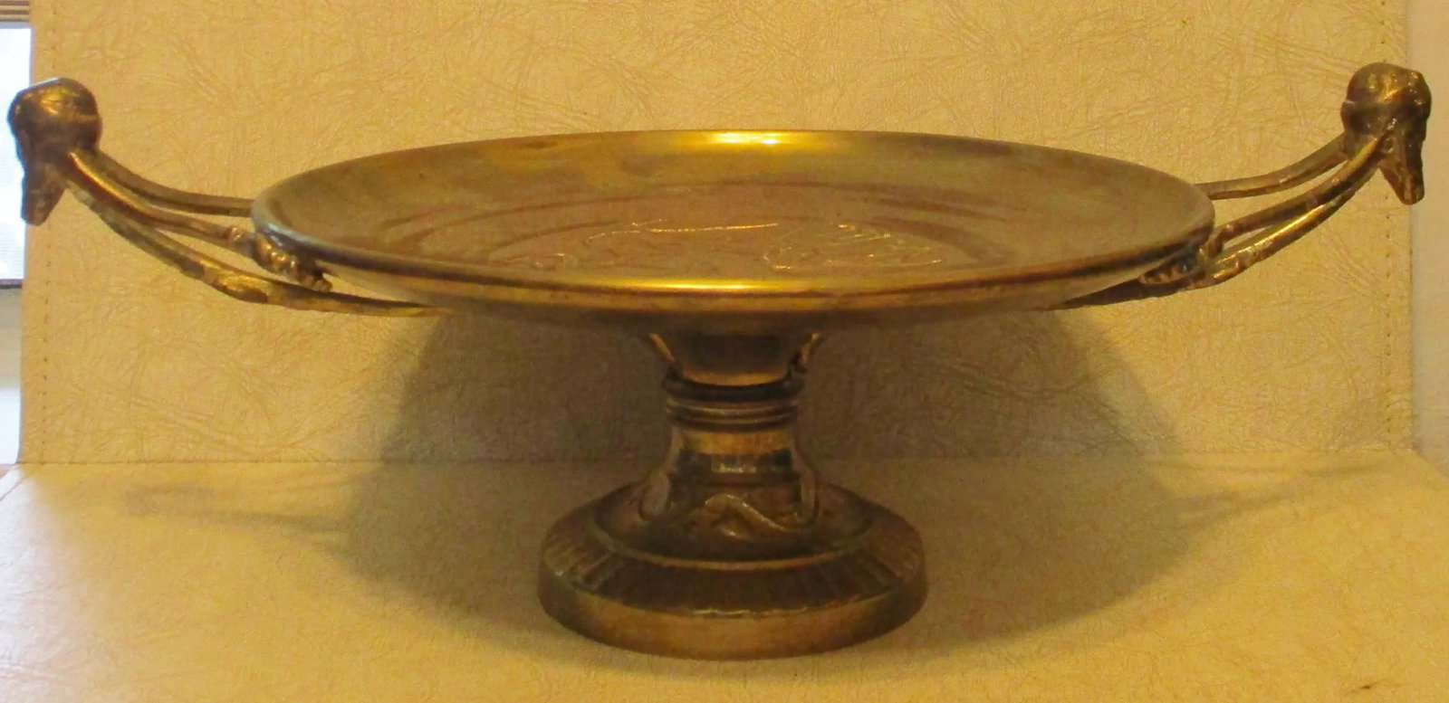 1960s Solid Brass Maitland Smith Perseus Footed Centerpiece Zeus Handled Tazza - 13
