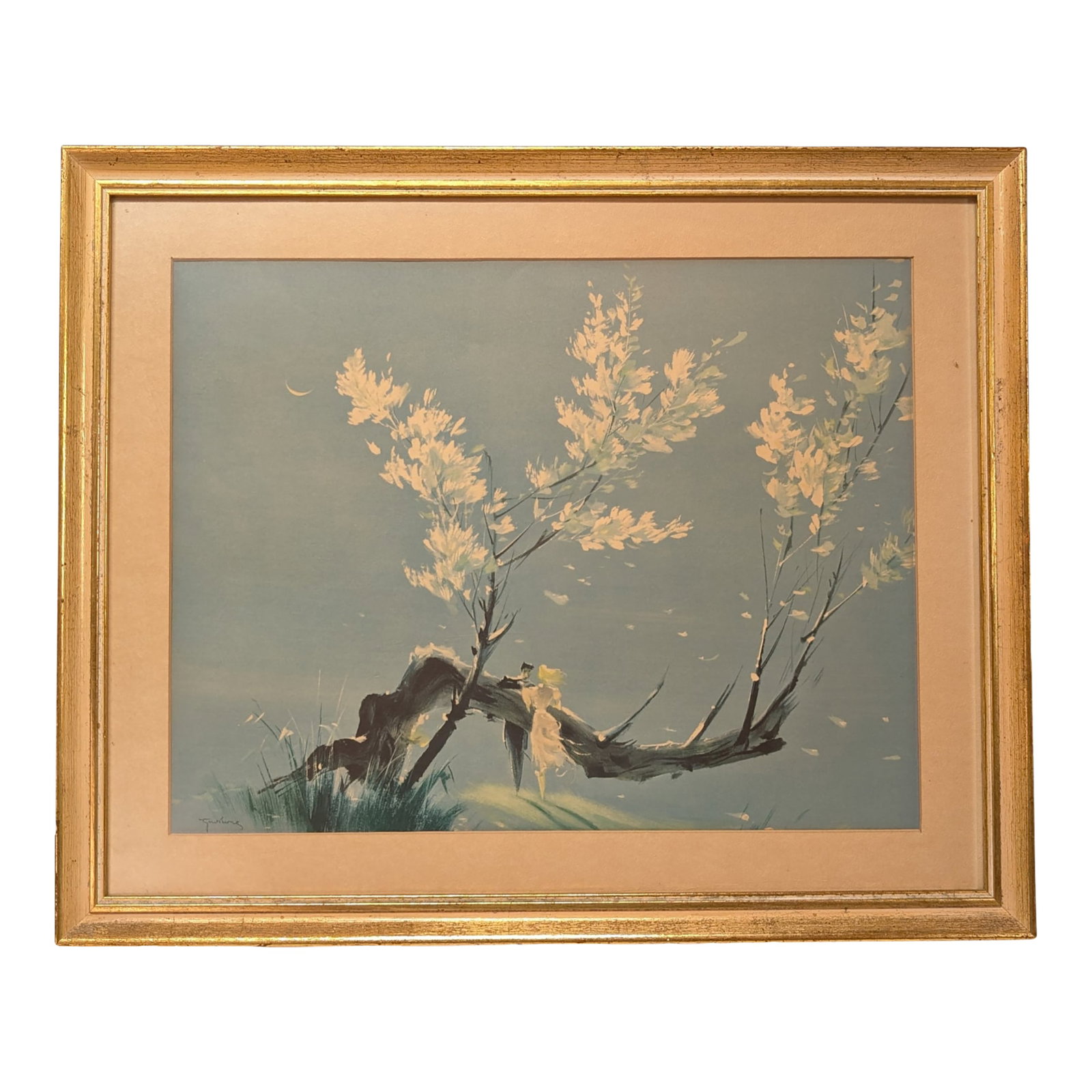 1950s "Spring Eternal No. 6" Lithograph by Tyrus Wong: 1950s "Spring Eternal No. 6" Lithograph by Tyrus Wong. Dated 1956. International Art Publishing. Old Aaron Brothers frame! Condition: Alterations: Original Condition Unaltered Imperfections: Some Impe