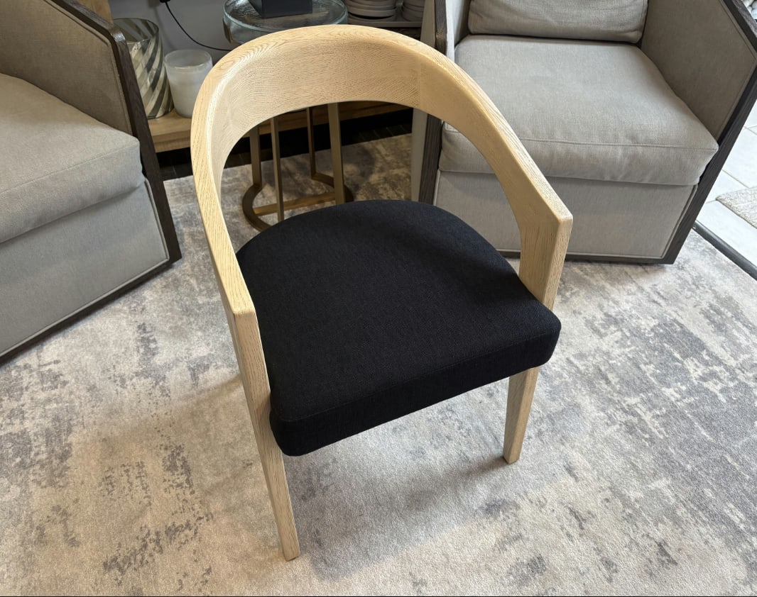 Rh Chloe Fabric Armchair | Greige Oak Finish | Performance Linen Weave in Black - 13