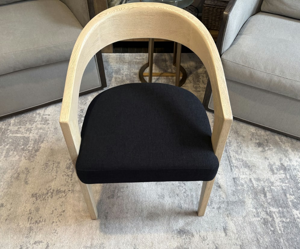 Rh Chloe Fabric Armchair | Greige Oak Finish | Performance Linen Weave in Black - 15