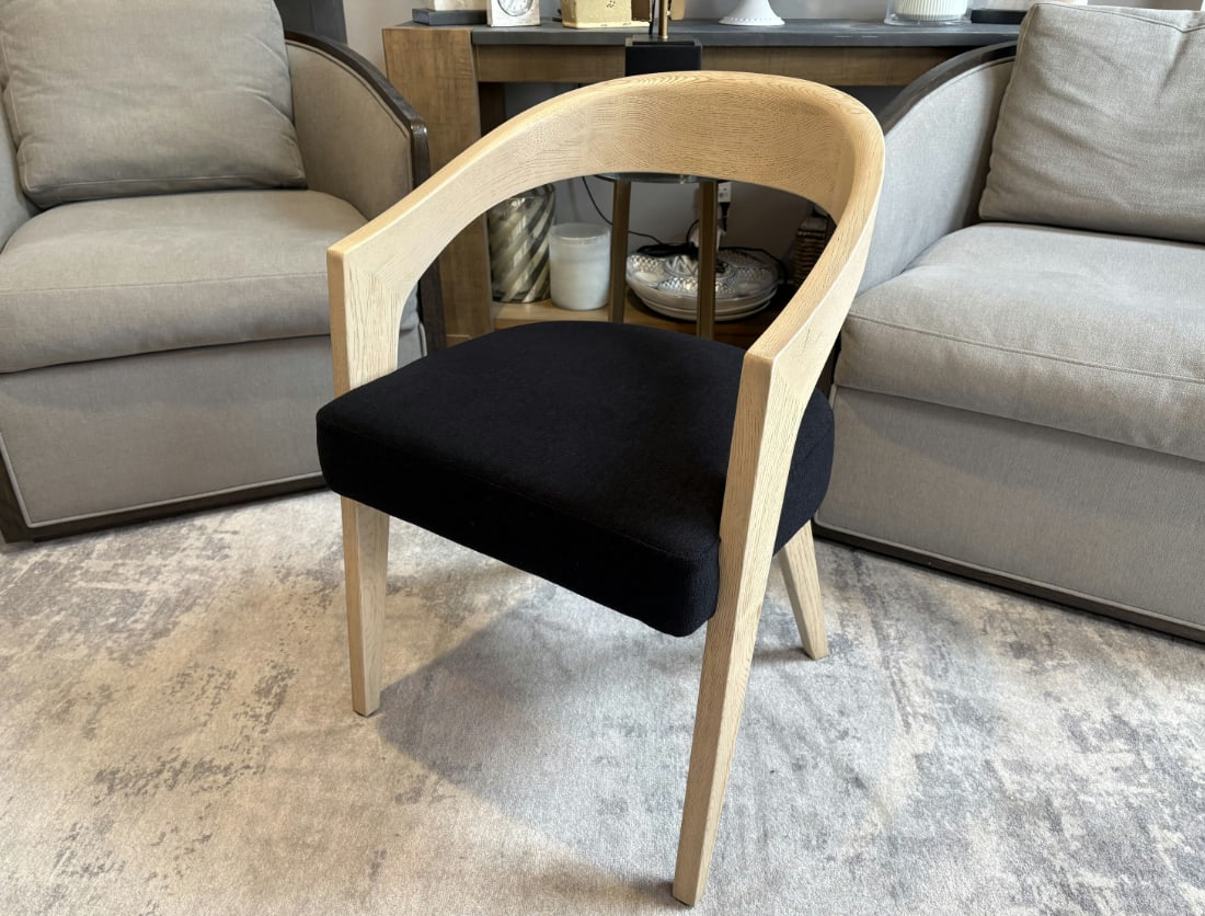 Rh Chloe Fabric Armchair | Greige Oak Finish | Performance Linen Weave in Black - 16