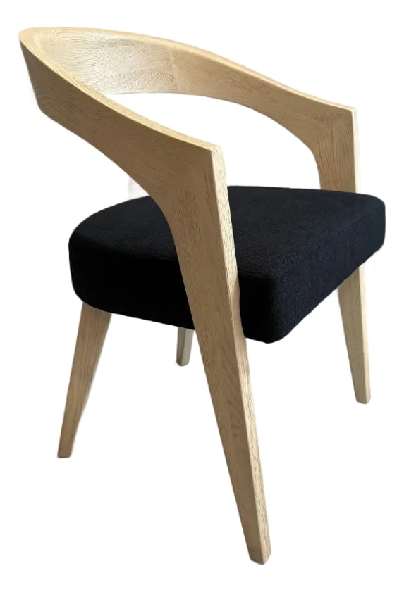 Rh Chloe Fabric Armchair | Greige Oak Finish | Performance Linen Weave in Black (1 of 18)