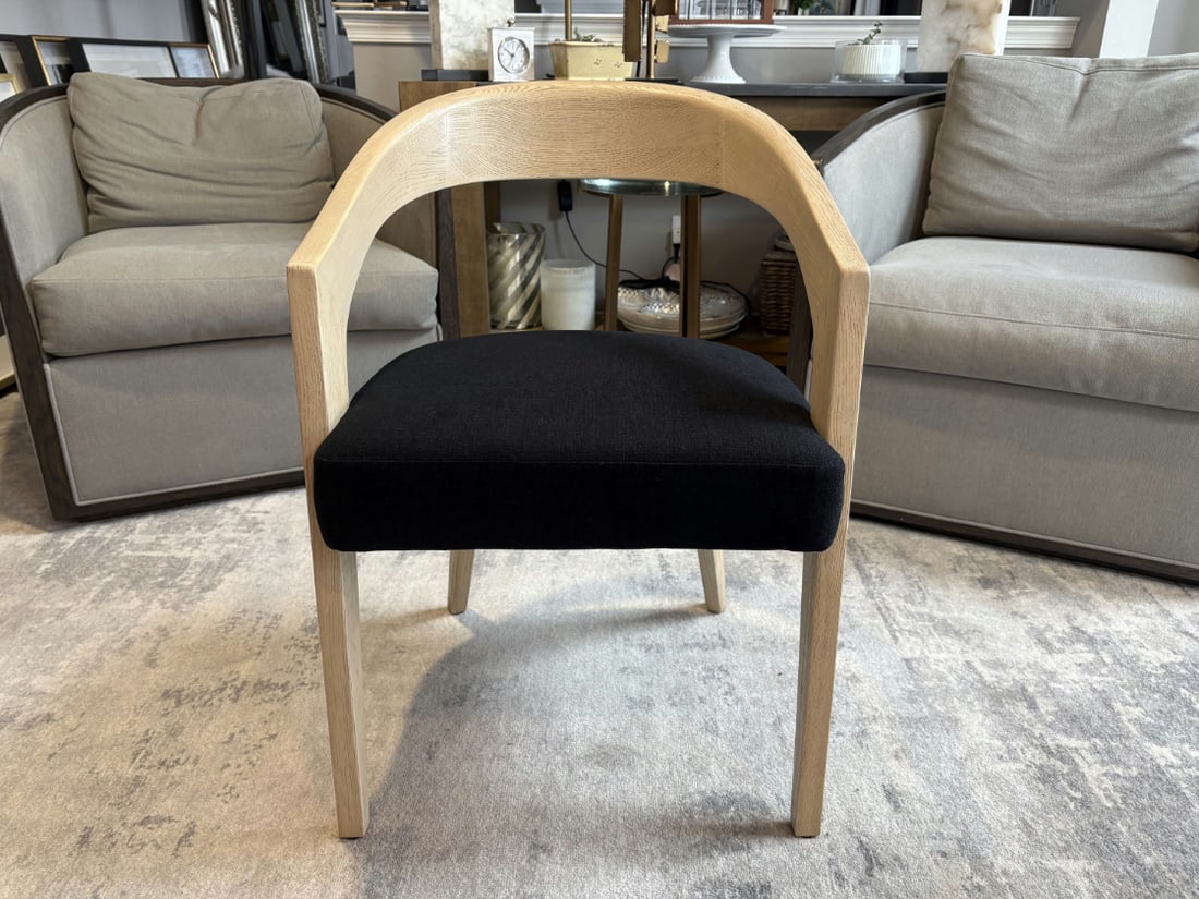 Rh Chloe Fabric Armchair | Greige Oak Finish | Performance Linen Weave in Black - 2