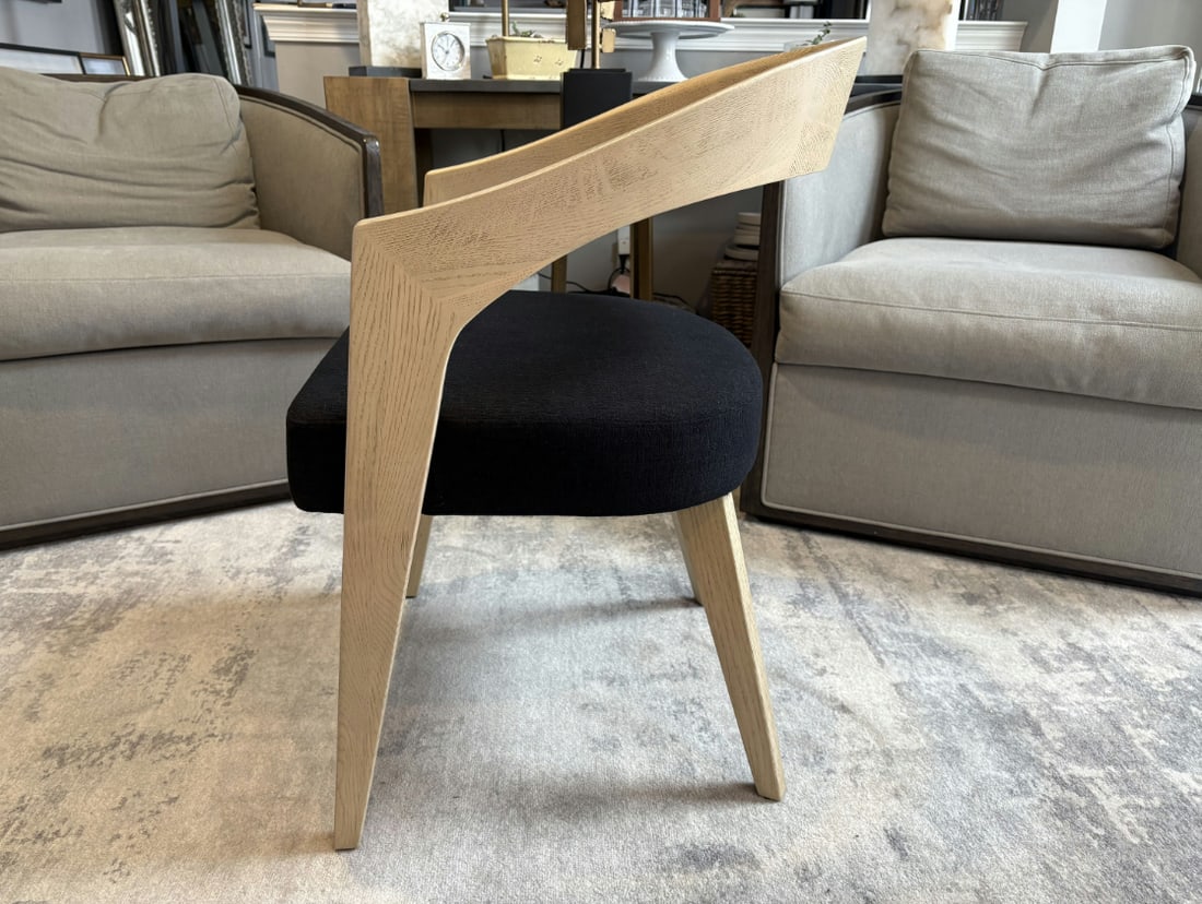 Rh Chloe Fabric Armchair | Greige Oak Finish | Performance Linen Weave in Black - 3