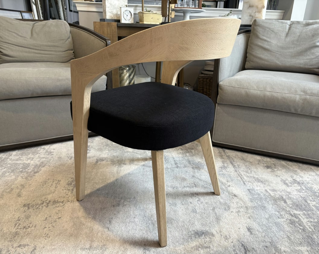 Rh Chloe Fabric Armchair | Greige Oak Finish | Performance Linen Weave in Black - 4