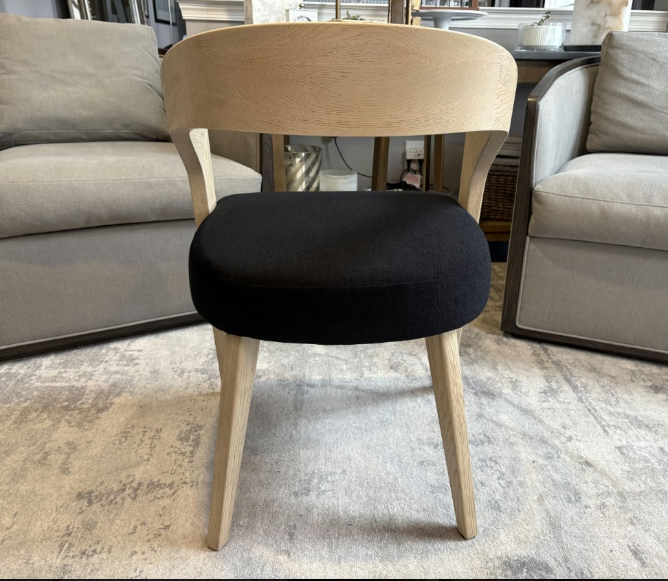 Rh Chloe Fabric Armchair | Greige Oak Finish | Performance Linen Weave in Black - 5