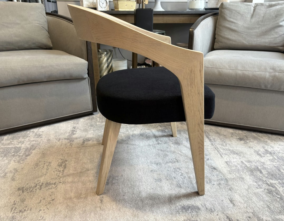 Rh Chloe Fabric Armchair | Greige Oak Finish | Performance Linen Weave in Black - 6