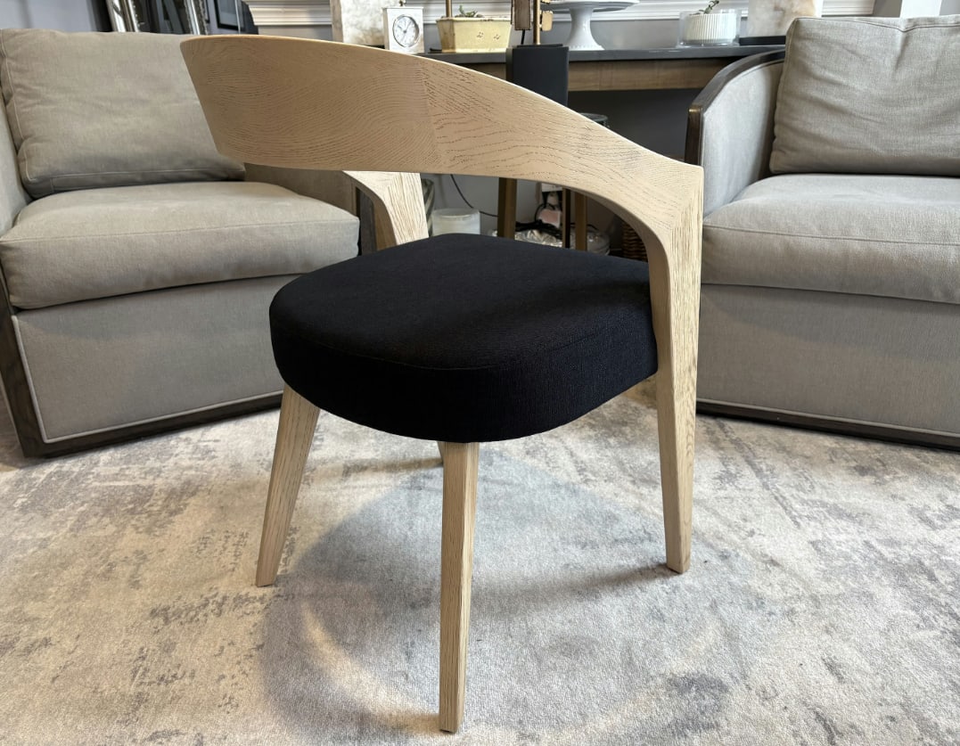 Rh Chloe Fabric Armchair | Greige Oak Finish | Performance Linen Weave in Black - 7