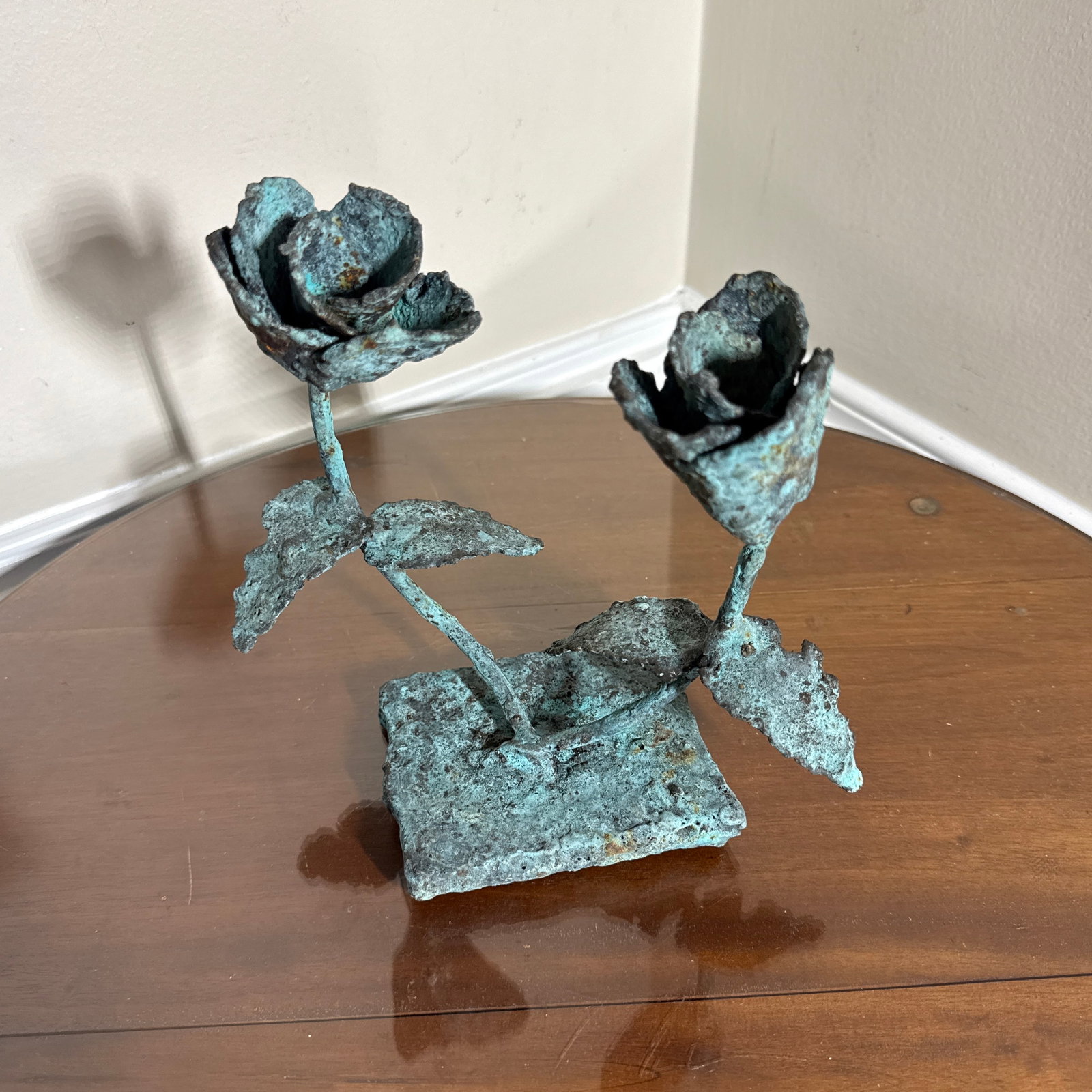 Early 21st Century Bronze Artist Made Brutalist Style Flower Sculpture - 4