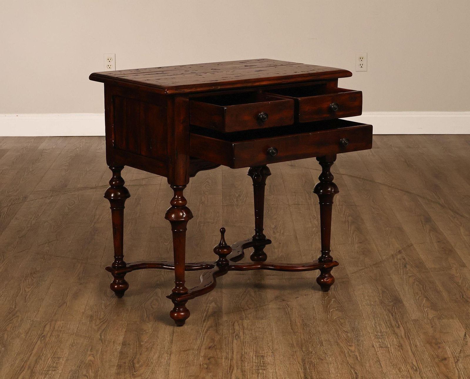 Theodore Alexander Castle Bromwich Antiqued Wood Lowboy End Table - 4