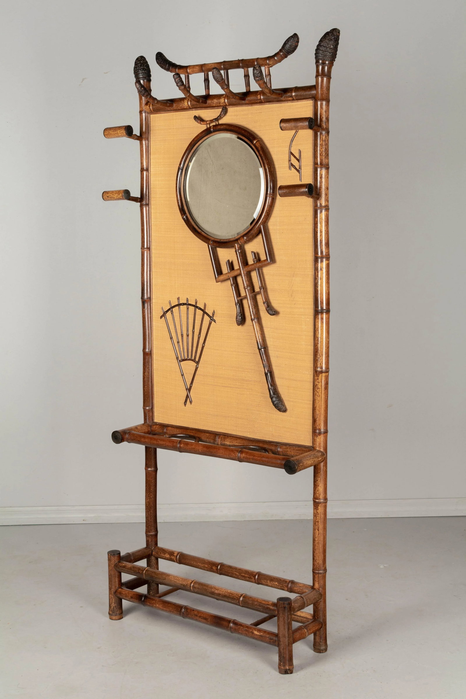 19th Century French Bamboo Hall Tree or Coat Rack - 5