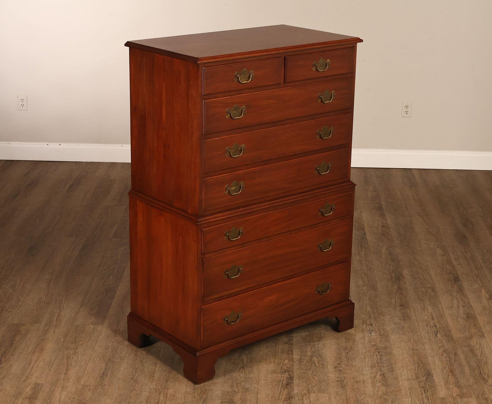 Henkel Harris Chippendale Style Cherry Tall Chest - 2