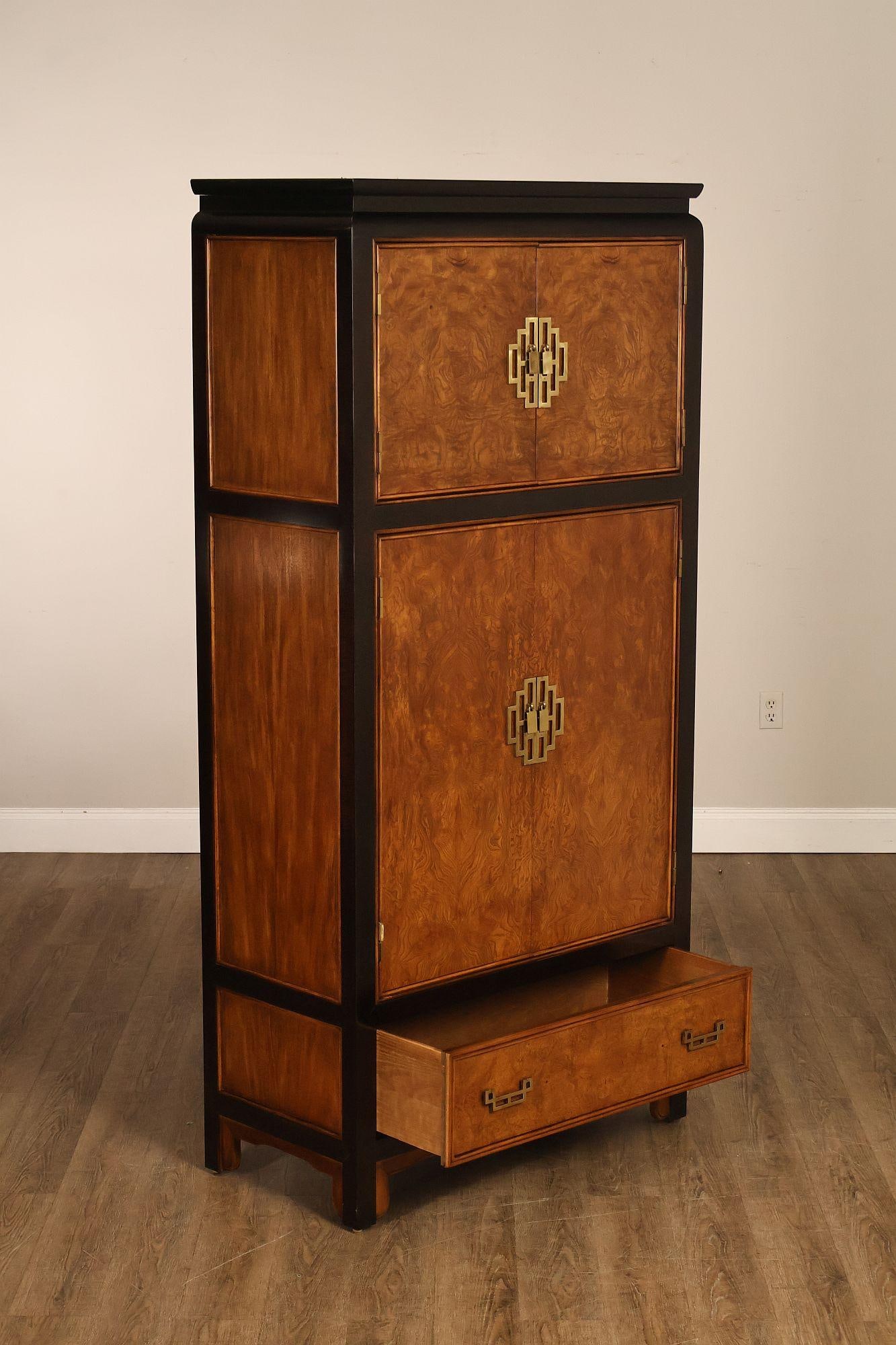 Century Chin Hua Furniture Asian Style Burl Wood Cabinet Armoire - 11