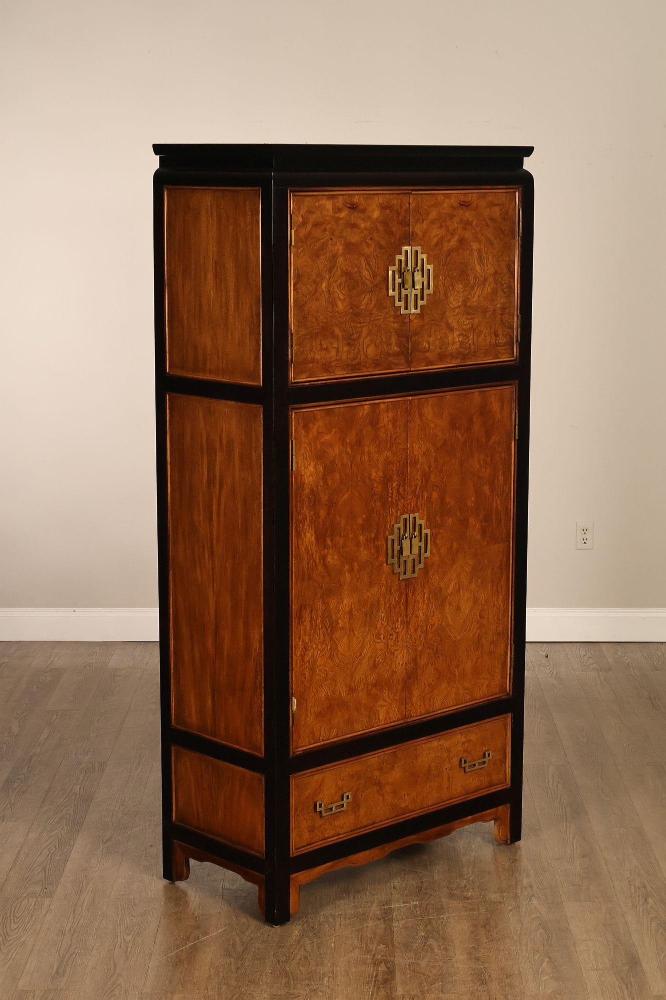 Century Chin Hua Furniture Asian Style Burl Wood Cabinet Armoire - 2