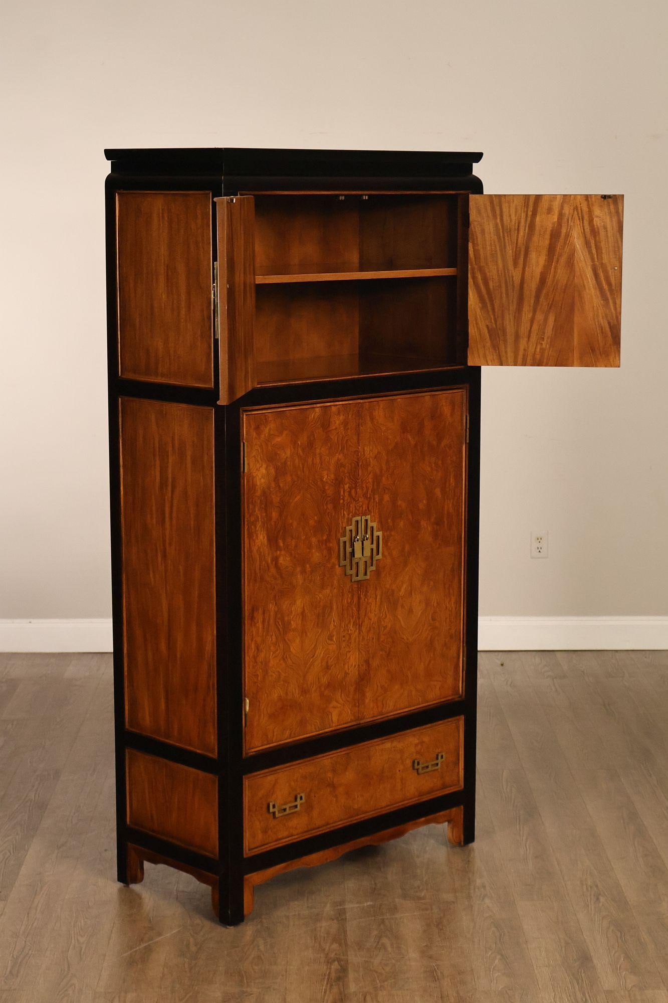 Century Chin Hua Furniture Asian Style Burl Wood Cabinet Armoire - 3