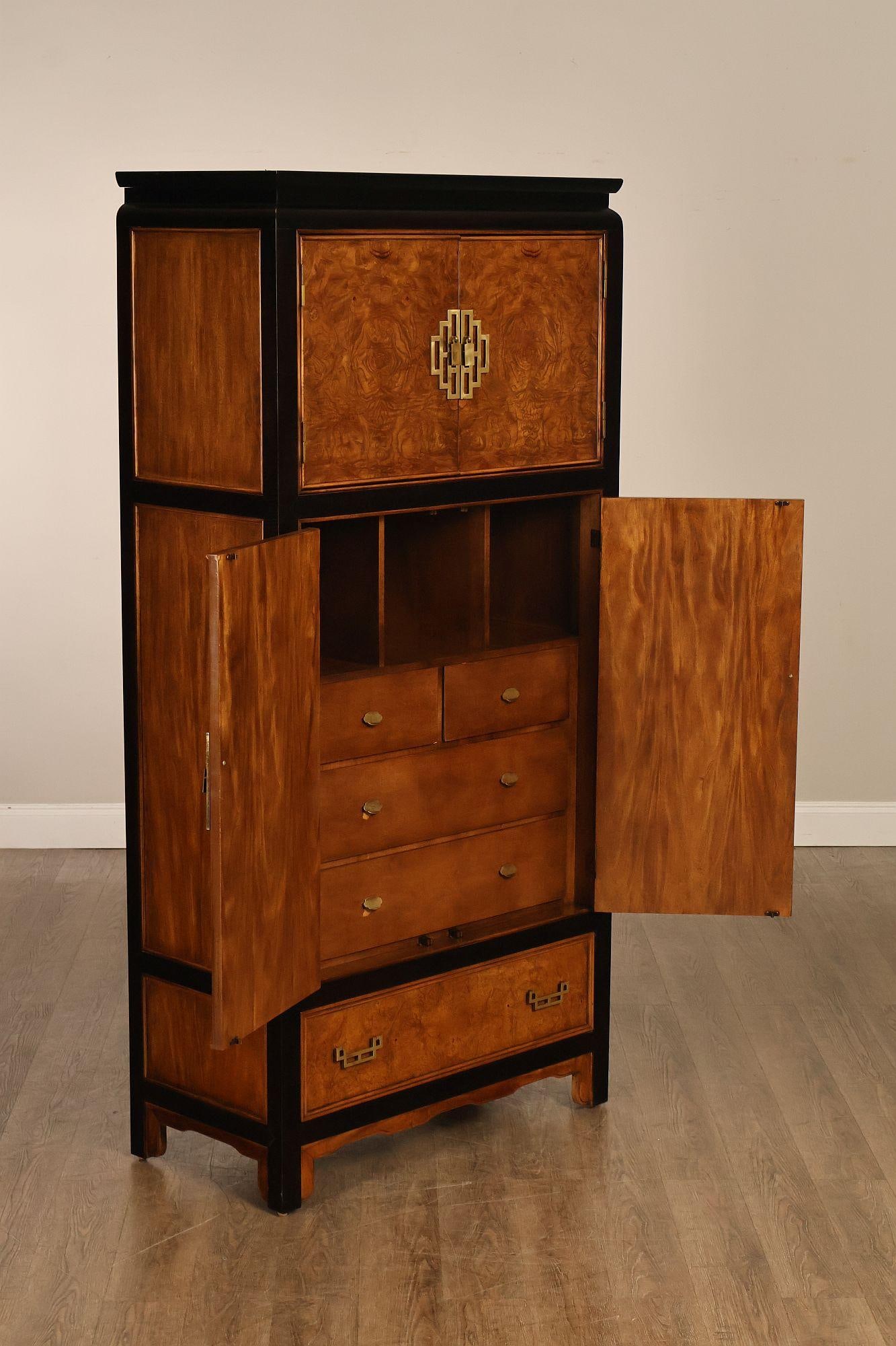 Century Chin Hua Furniture Asian Style Burl Wood Cabinet Armoire - 4