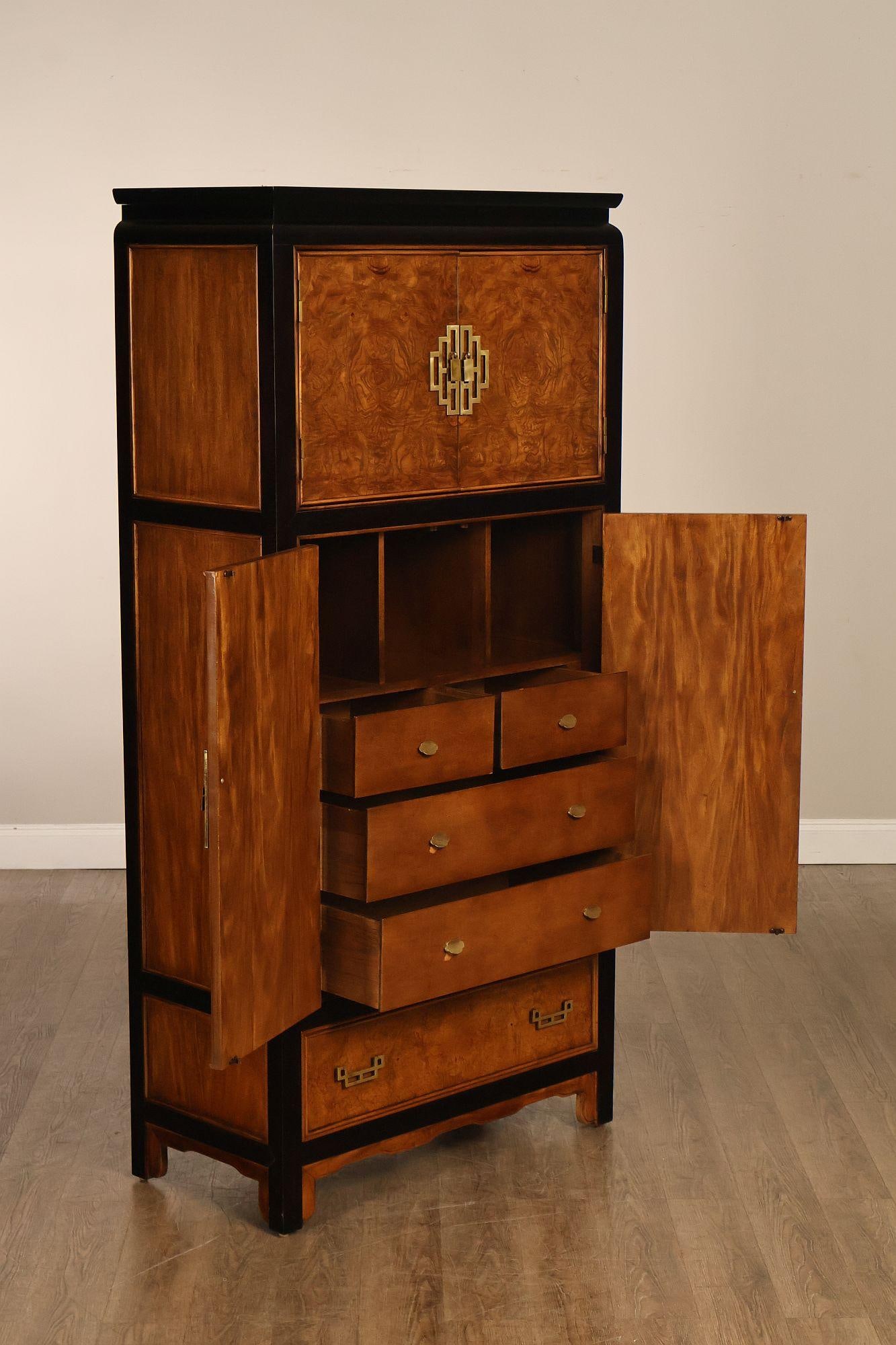 Century Chin Hua Furniture Asian Style Burl Wood Cabinet Armoire - 5