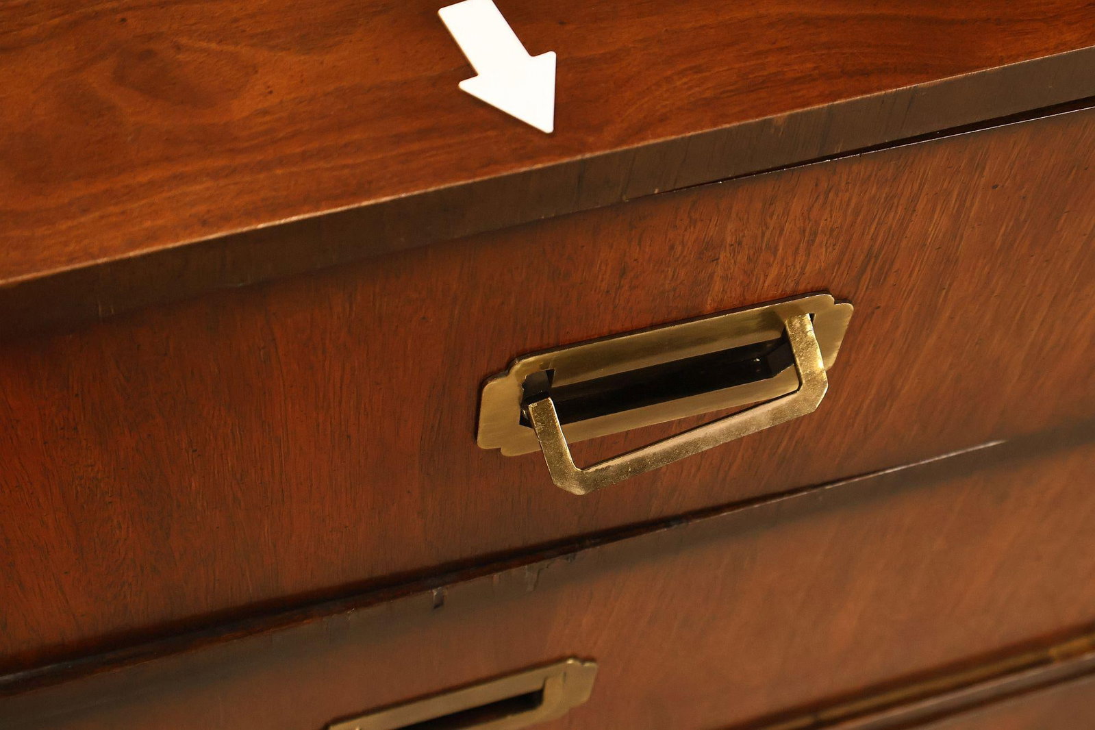 Lane Campaign Style Walnut Chest Of Drawers - 11