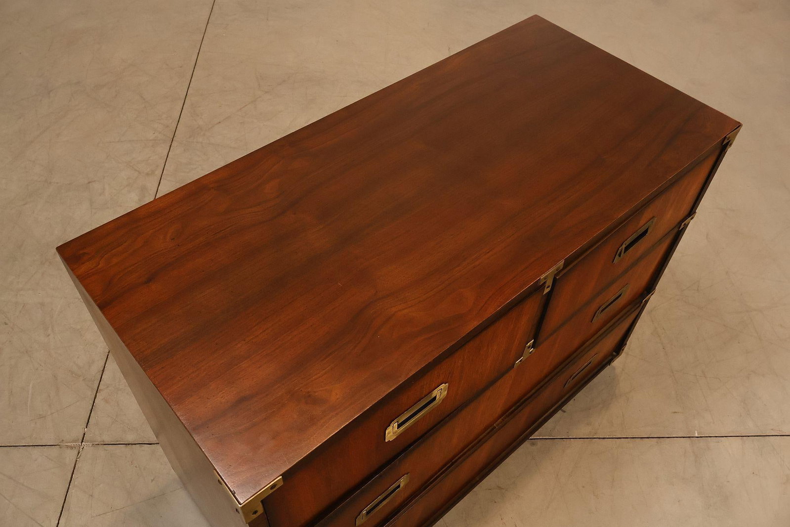 Lane Campaign Style Walnut Chest Of Drawers - 14