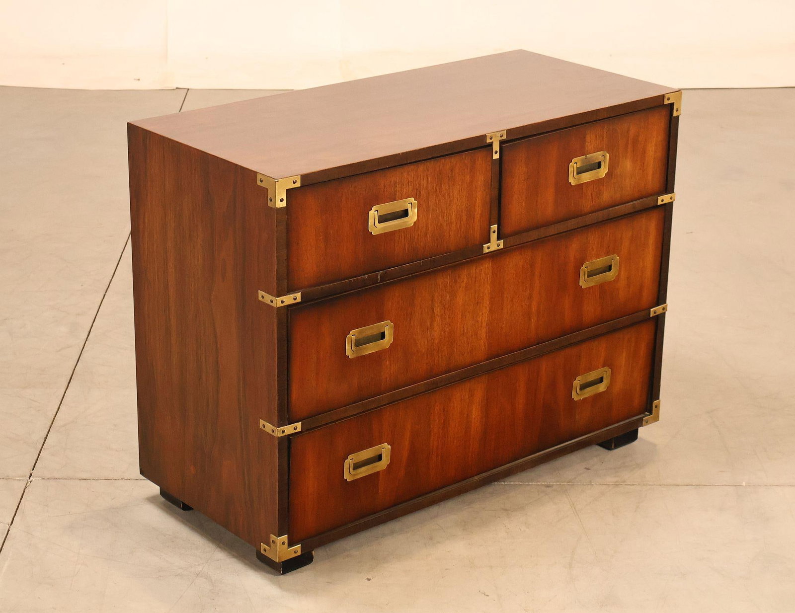Lane Campaign Style Walnut Chest Of Drawers - 2