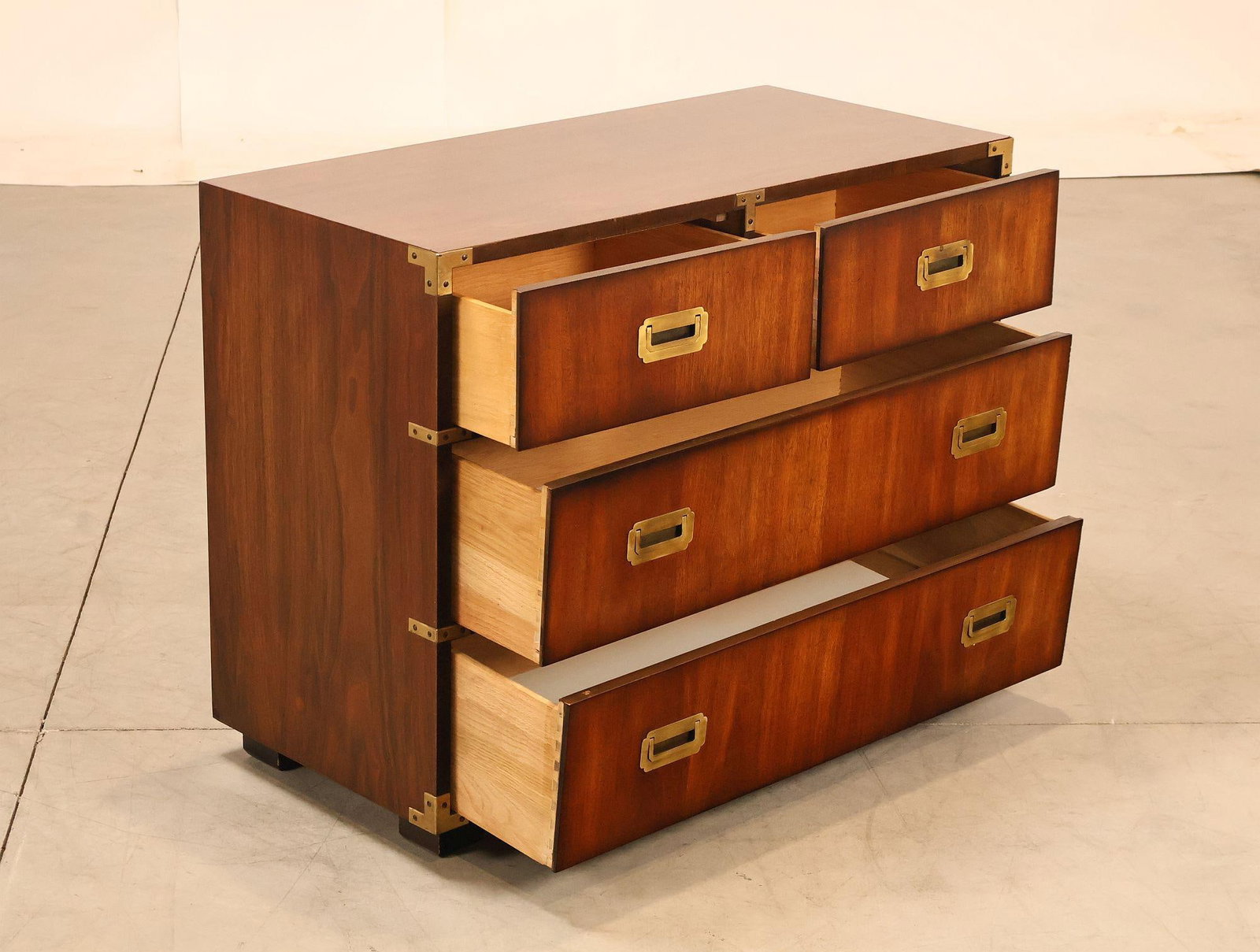 Lane Campaign Style Walnut Chest Of Drawers - 3