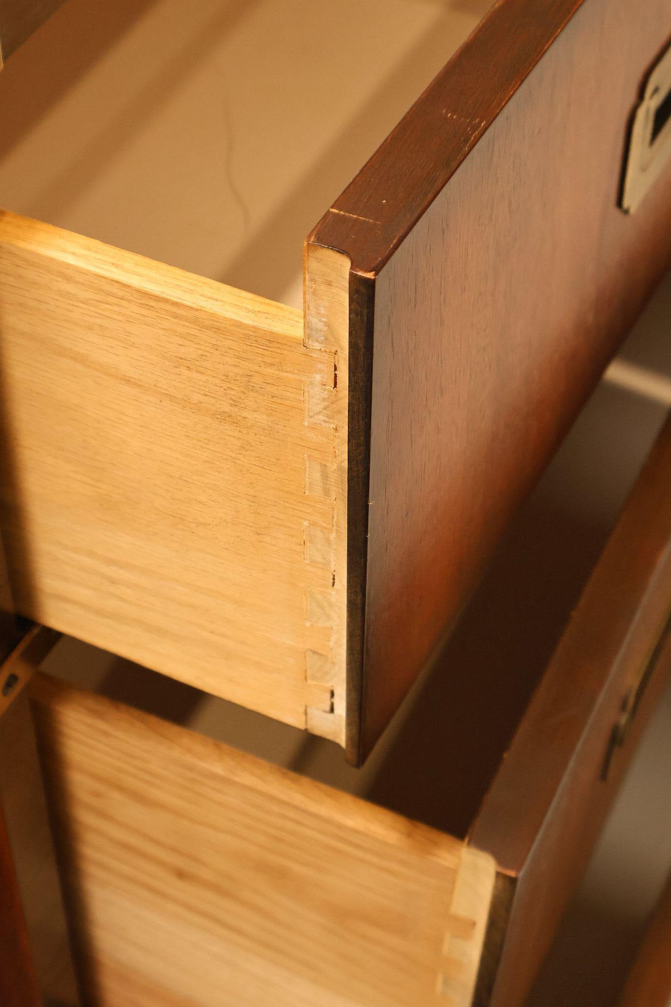 Lane Campaign Style Walnut Chest Of Drawers - 4