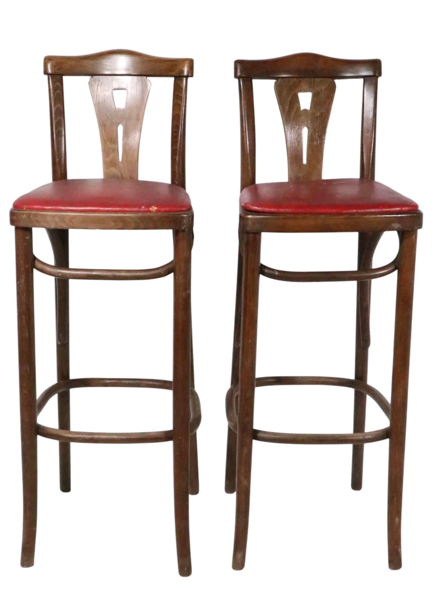 Mid 20th Century Pr. Bentwood Counter Stools by Thonet - 10