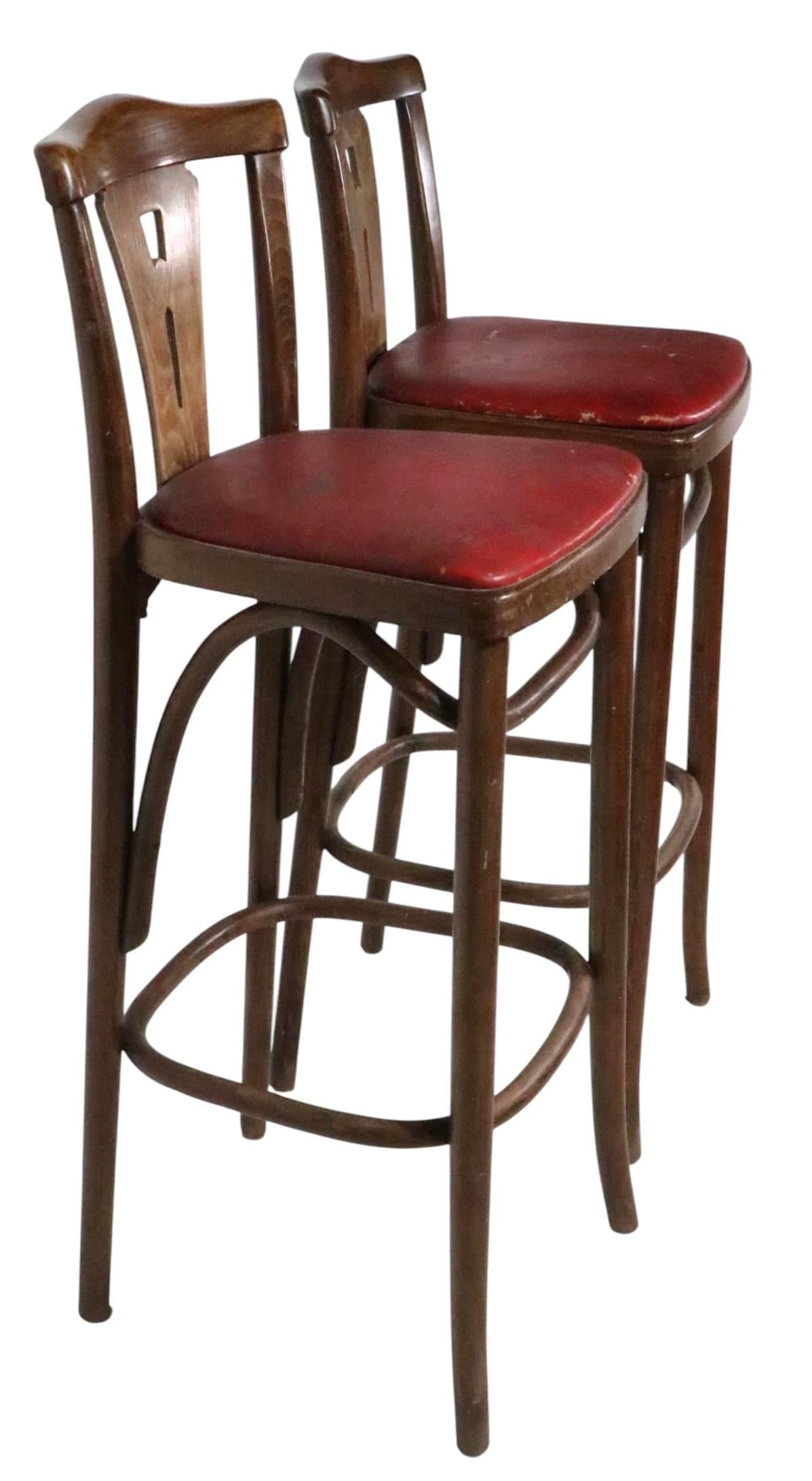 Mid 20th Century Pr. Bentwood Counter Stools by Thonet - 2