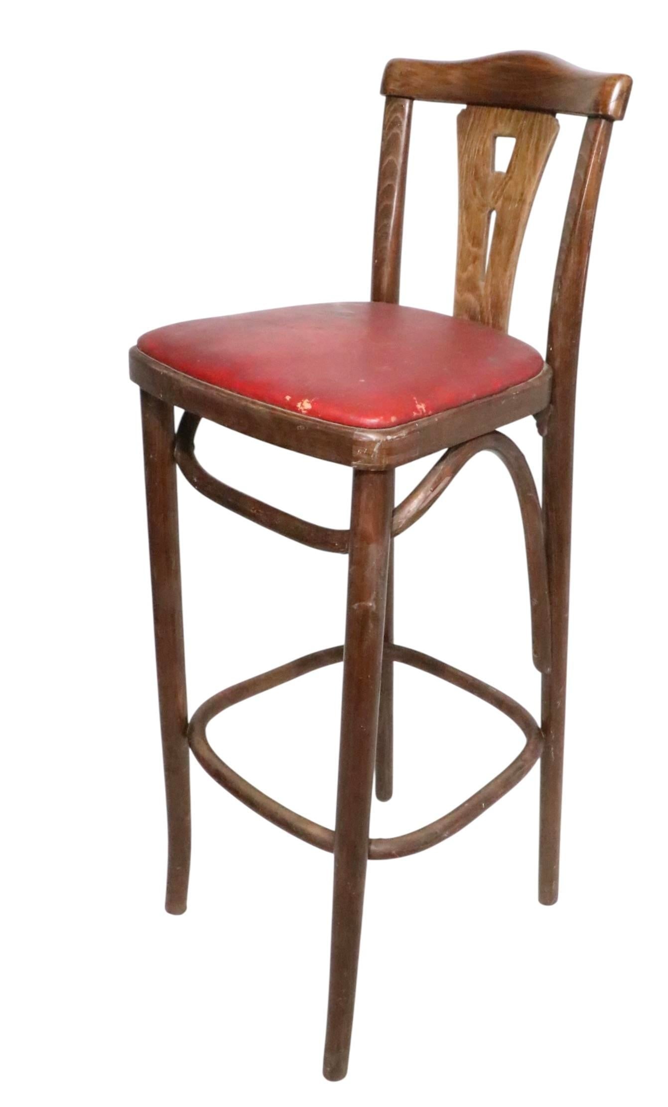 Mid 20th Century Pr. Bentwood Counter Stools by Thonet - 8