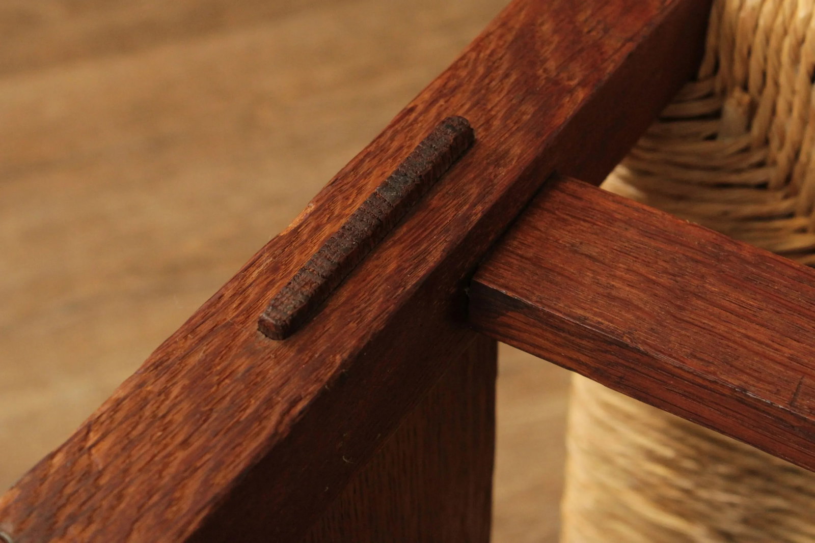 Antique Gustav Stickley Mission Oak Rush Seat Nursing Rocker - 12