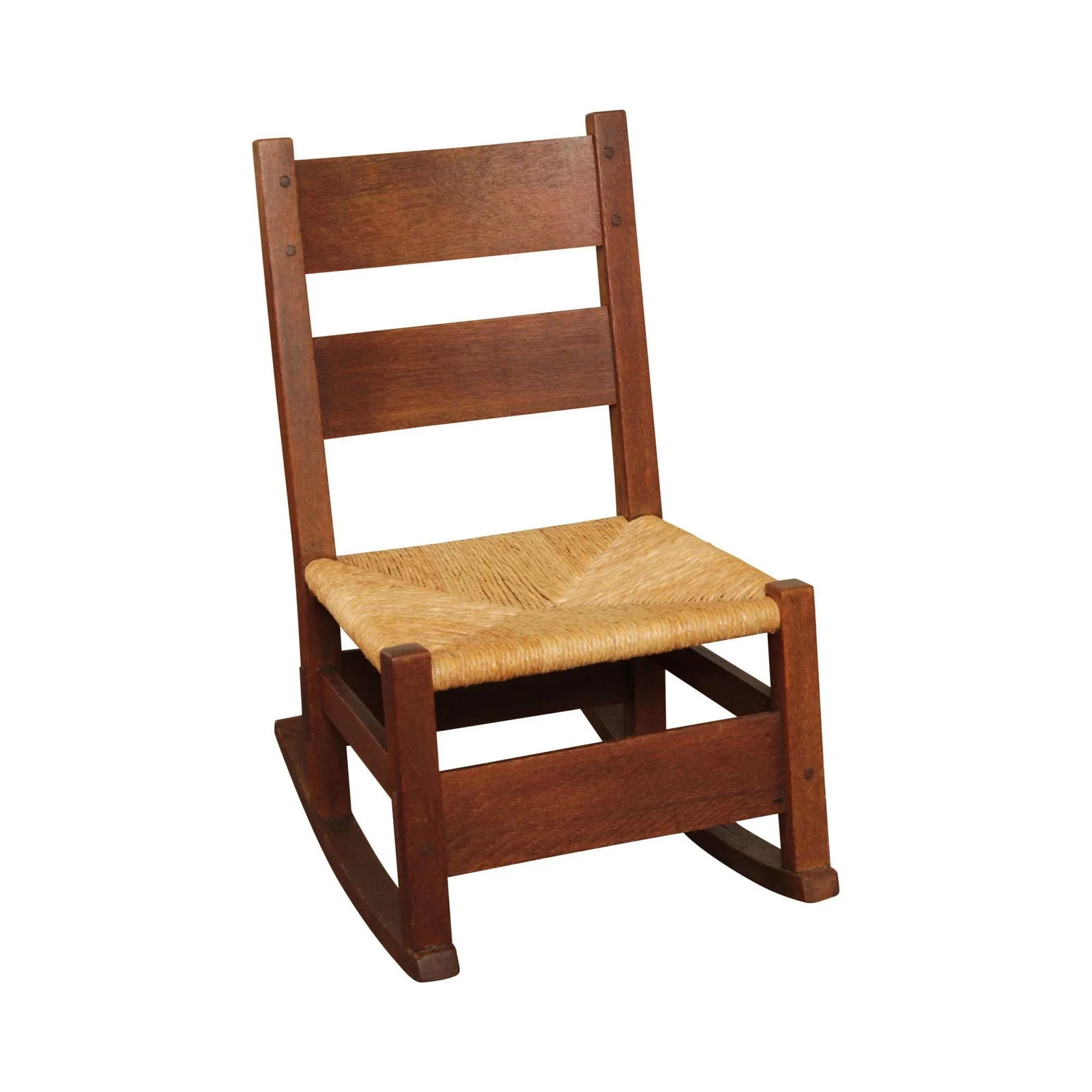 Antique Gustav Stickley Mission Oak Rush Seat Nursing Rocker - 13