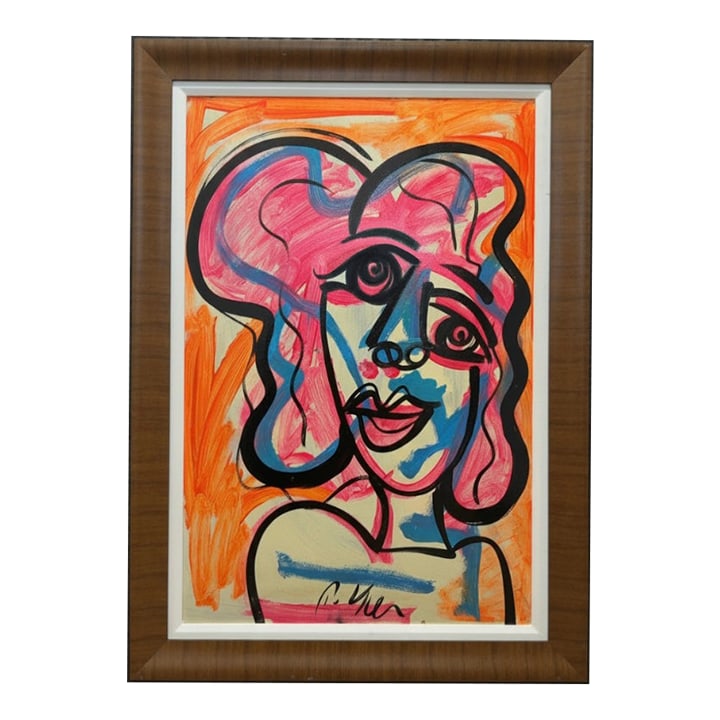 "Paris Lady", Peter Keil: Peter Keil is a German artist who focuses primarily on abstract expressionism. Keil painted with some of the greats, including Joan Miro, Pablo Picasso, and Andy Warhol, to name a few. This is an