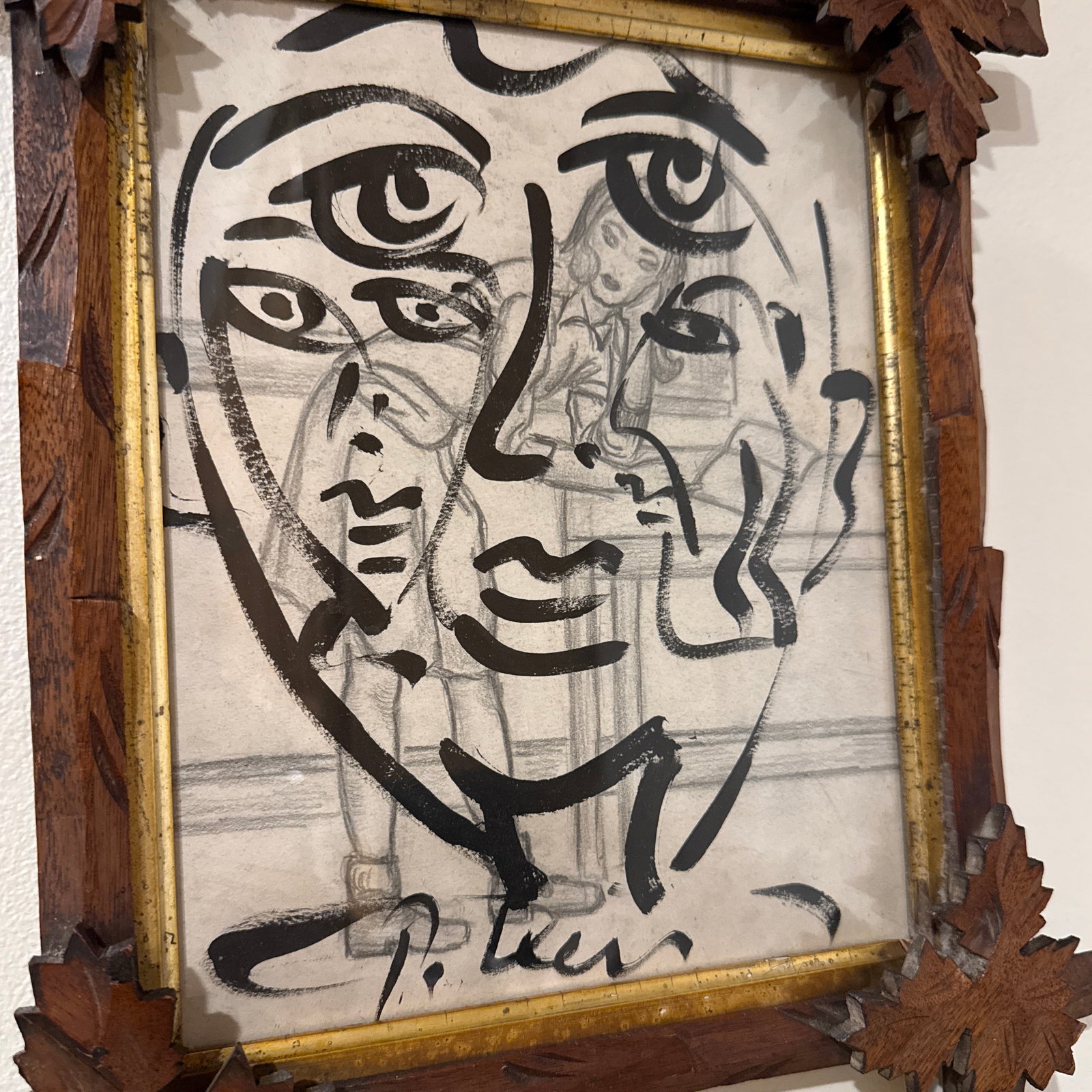 1970s Peter Keil Original Black & White Abstract Portrait Painting - 3
